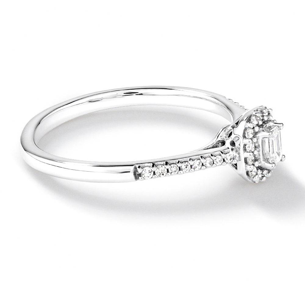 Exquisite Halo Emerald Cut Lab Grown Diamond Promise Ring - Ethical & Affordable Engagement Jewelry for Women - Perfect for Anniversaries, Proposals & Special Occasions