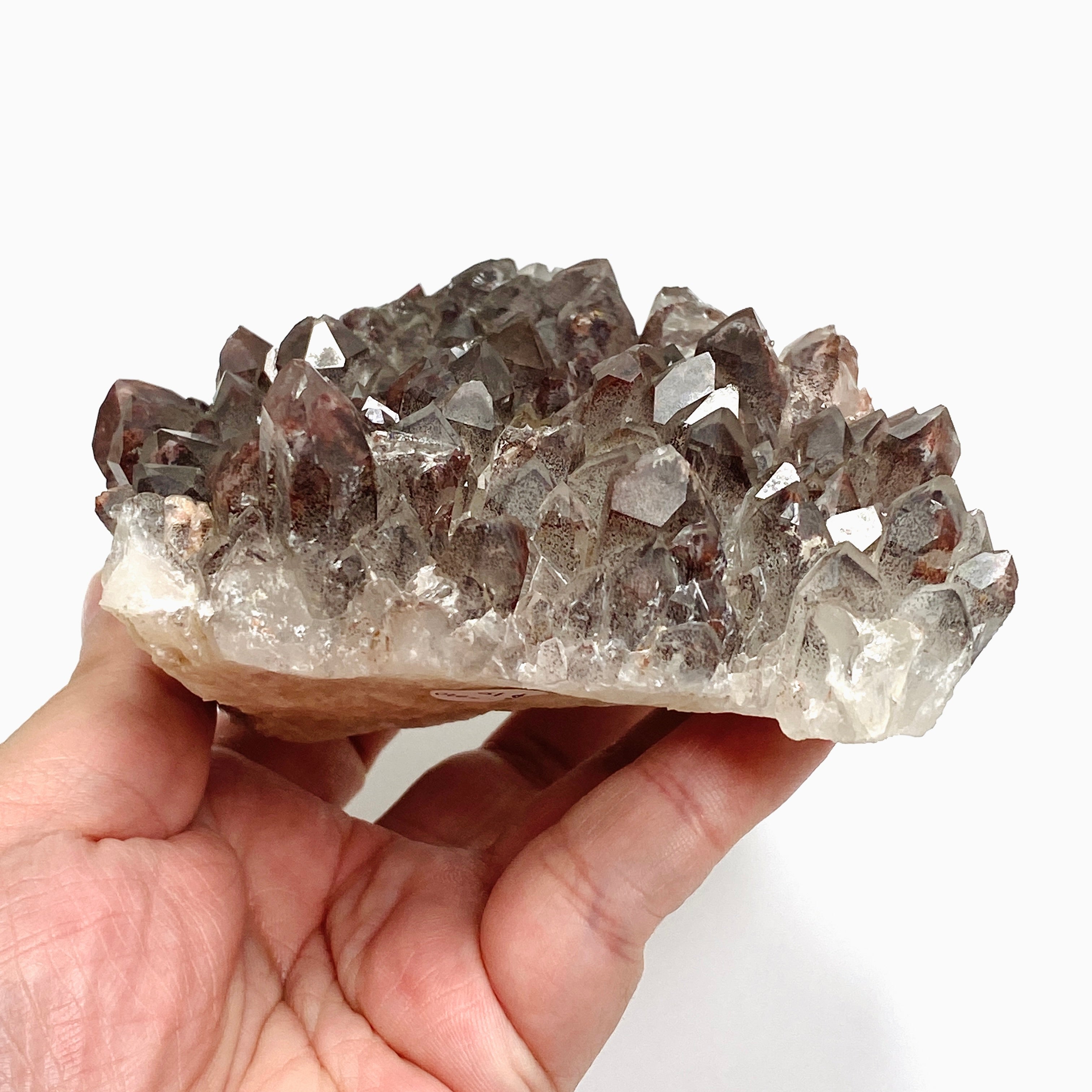 Natural Red Hematite Phantom Quartz Cluster - Healing Crystal from Zambia (CR3720) for Meditation, Energy Work & Home Decor
