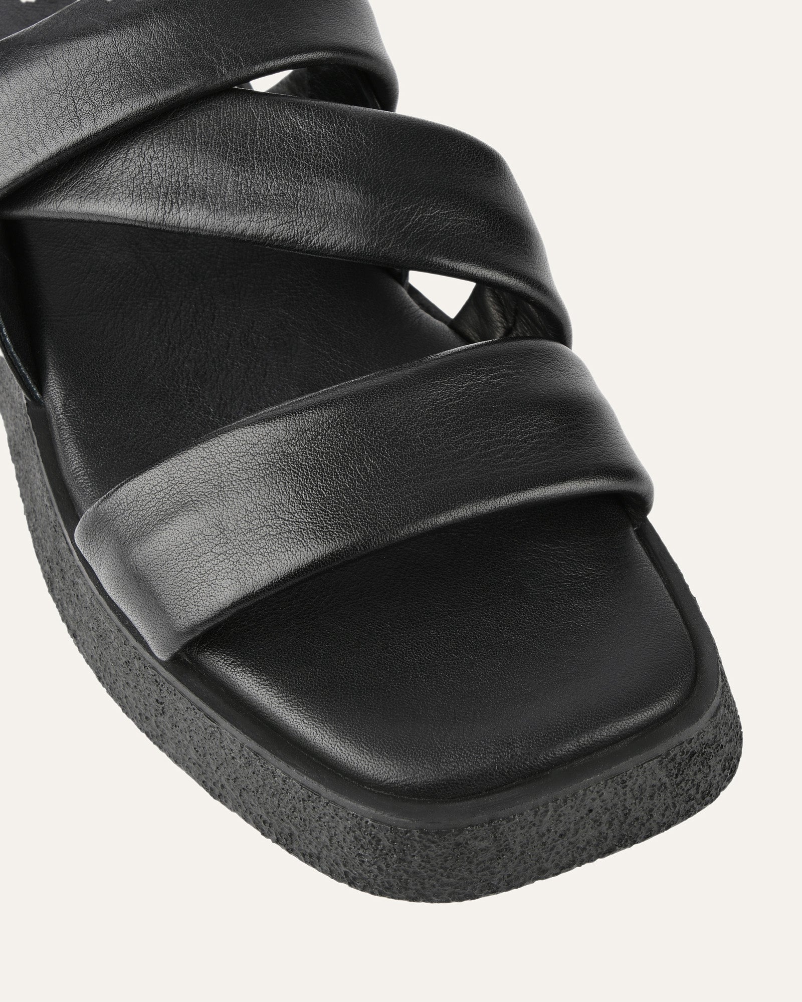 ZIA Black Leather Flat Sandals for Women - Comfortable Casual Summer Shoes for Beach, Walking & Travel