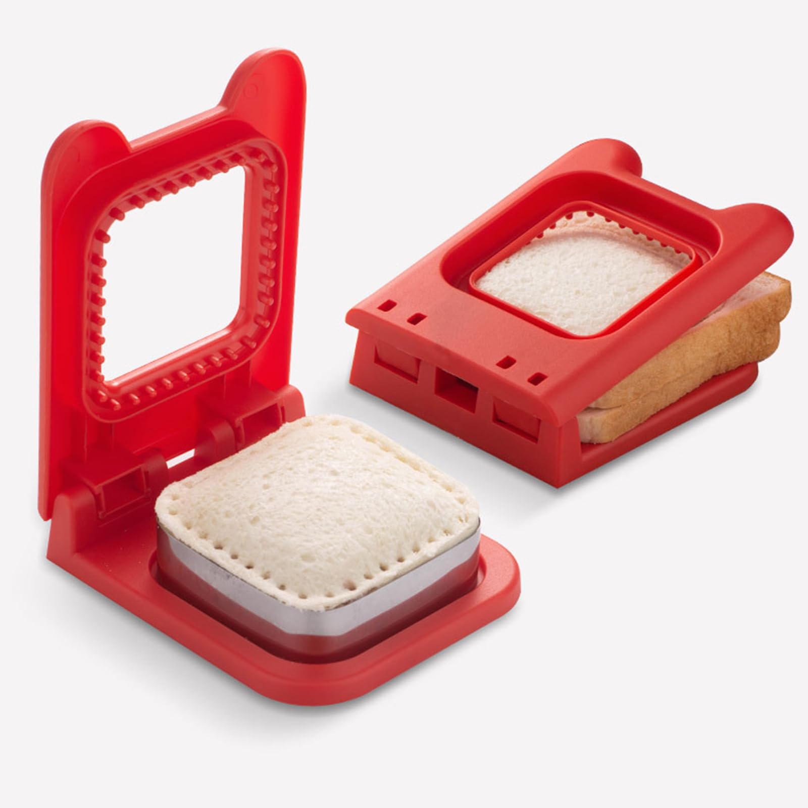 Best Sandwich Cutter and Sealer - Square Breakfast Sandwich Maker for Kids Lunch, Uncrustables DIY Sandwich Maker Tool (Red) - Perfect for School Lunches, Picnics, and Quick Snacks