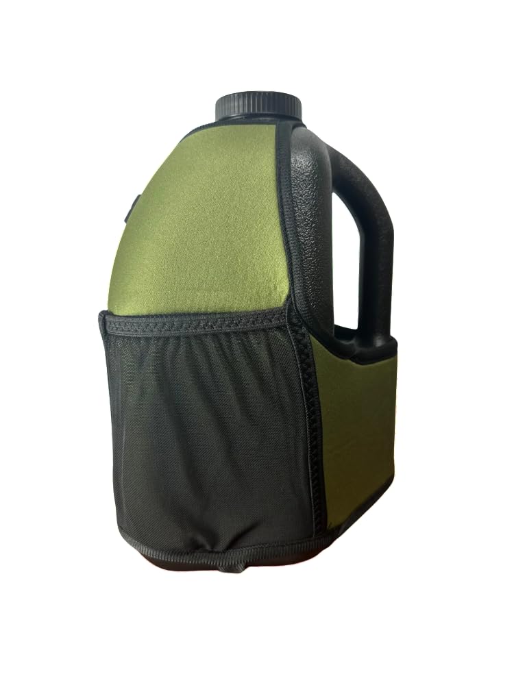 Gallon Gear 1 Gallon Large BPA Free Reusable Water Bottle with Insulated Sleeve | Hydration Jug for Men & Women | Gym, Sports, Training & Fitness | Perfect for Hiking, Camping and Outdoor Activities (Black/Olive Green)