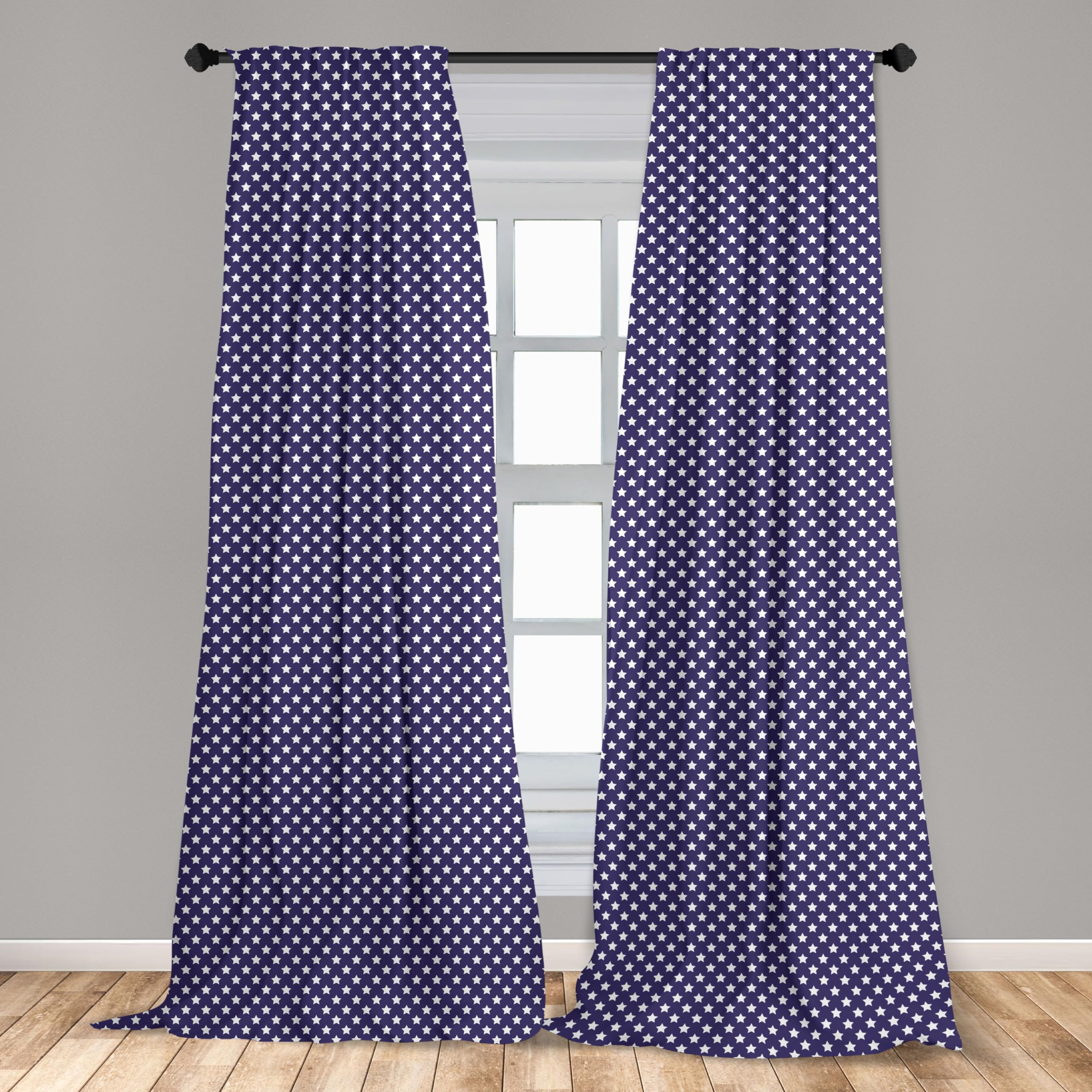 Ambesonne Navy Blue Star USA Flag Patriotic Curtains - 2 Panel Set (28
