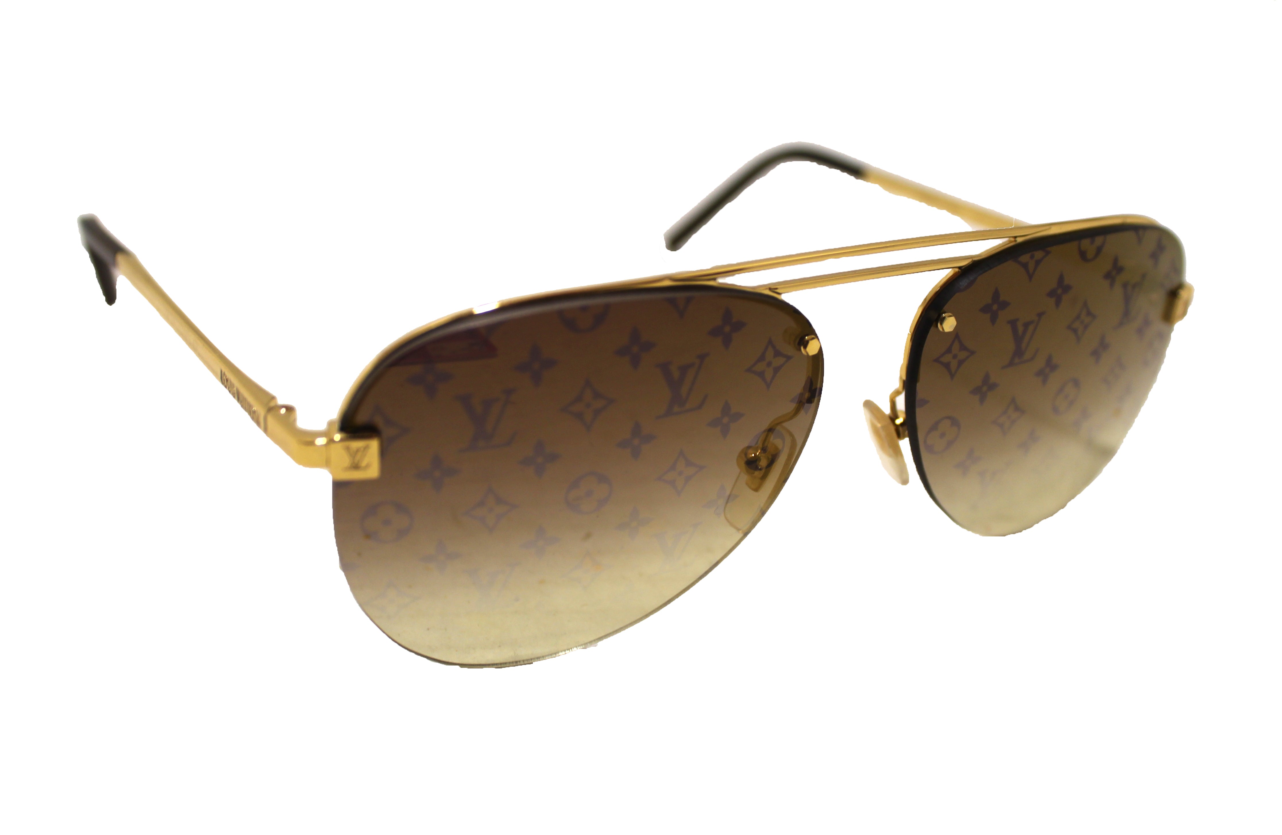 Authentic Louis Vuitton Gold Monogram Clockwise Sunglasses for Women - Luxury Designer Shades for Fashion & Outdoor Activities