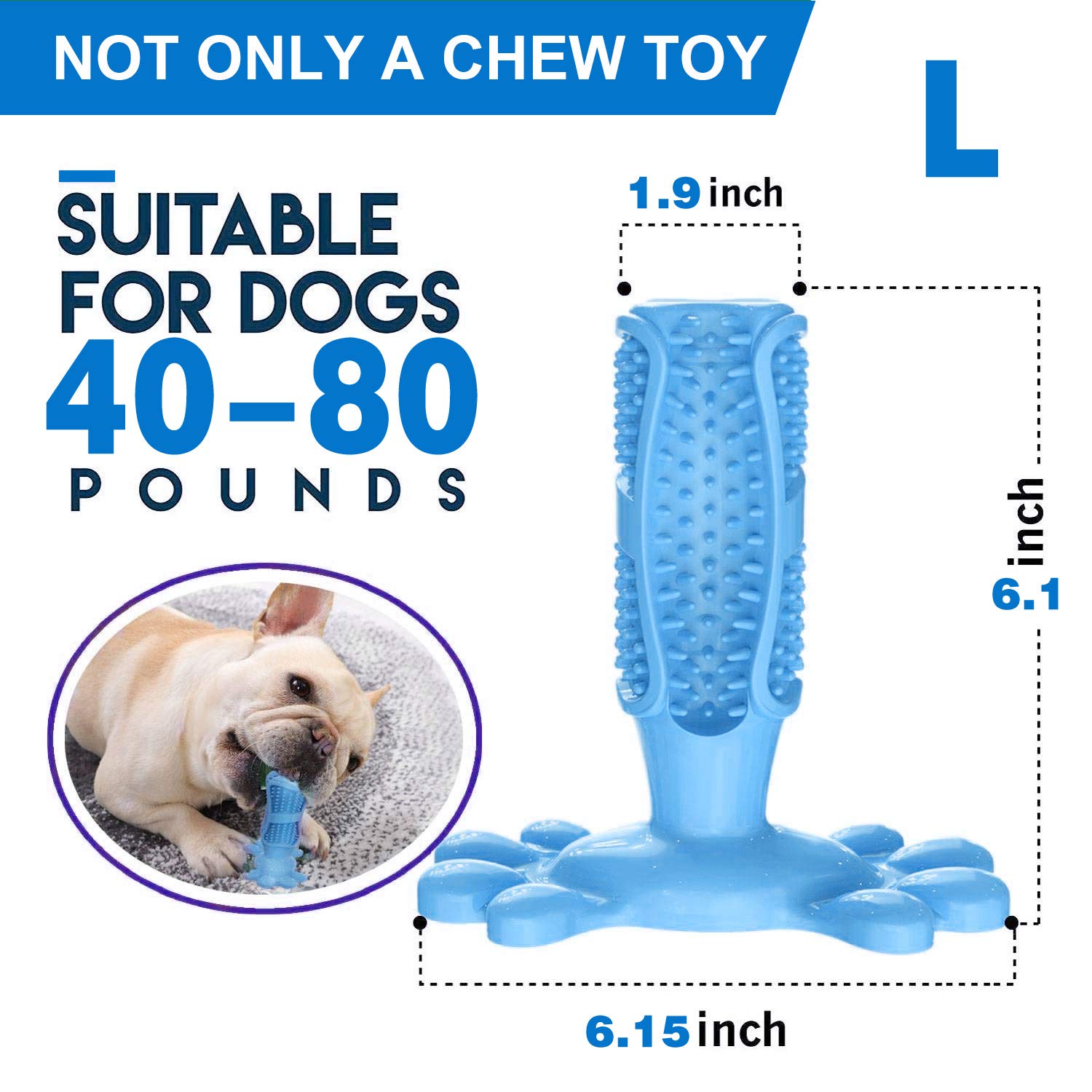 Natural Rubber Dog Toothbrush Chew Toy - Puppy Dental Care for Teeth Cleaning | Play & Oral Care