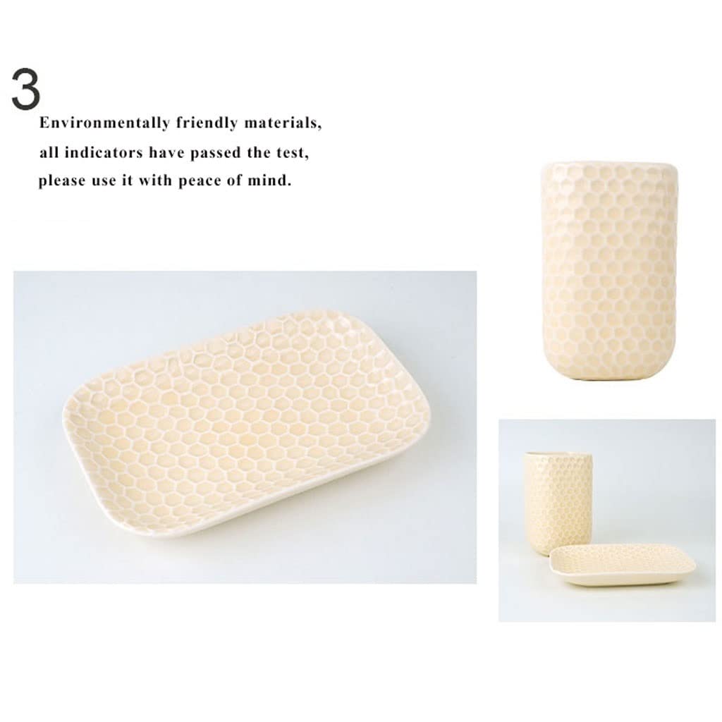 Ceramic Soap Dispenser Set - 4-Piece Shampoo & Mouthwash Dispenser with Soap Dish for Kitchen & Bathroom | Elegant Household Essentials for Hand Wash & Hygiene