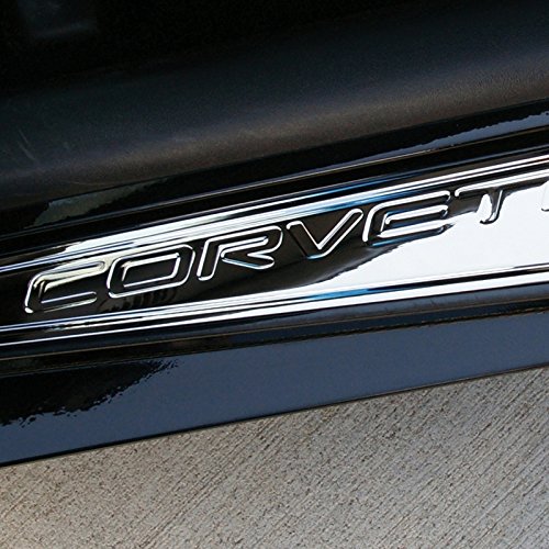 Premium Billet Chrome Corvette C5 & Z06 Door Sill Plates with 50th Anniversary Logo (1997-2004) - Enhance Your Sports Car Interior for Show & Daily Driving
