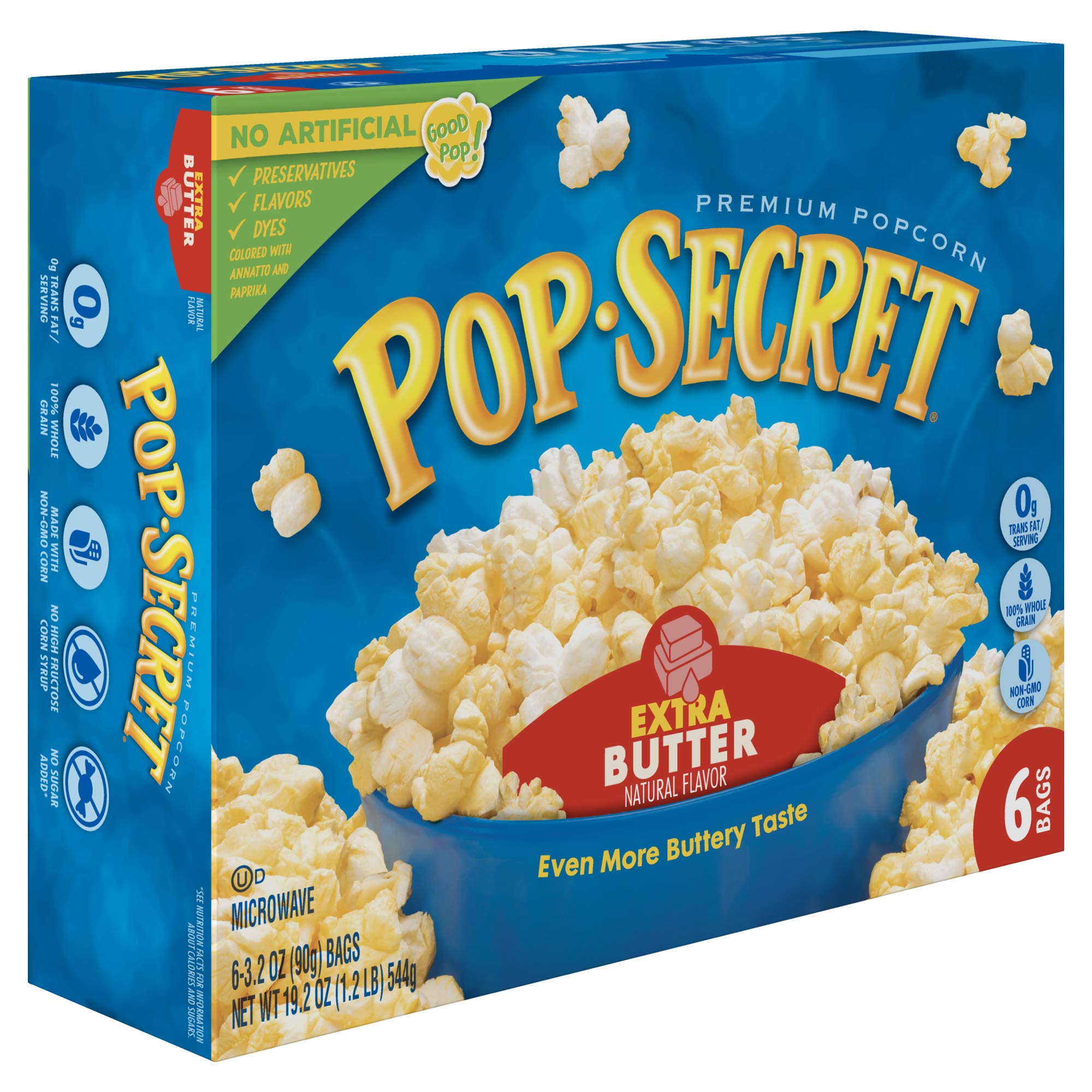 Pop Secret Extra Butter Microwave Popcorn - 3.2oz Bags (6 Count, Pack of 6) | Perfect for Movie Nights, Snack Time & Office Breaks