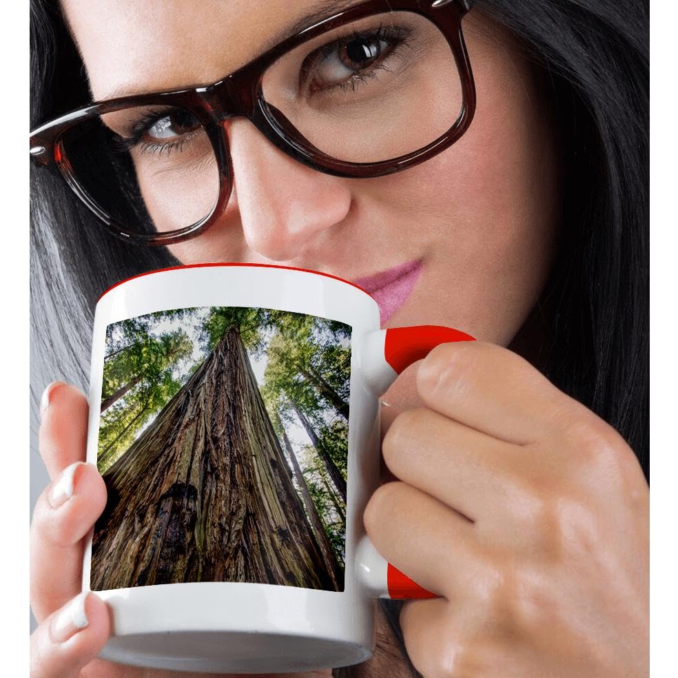 3D Rose 11oz Two-Tone Red and White Ceramic Coffee Mug - Perfect for Home, Office, or Gift Giving