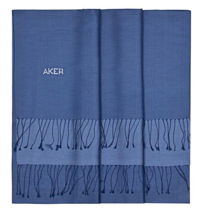 Aker Women's Bi-Color Silk Shawl - Catalina Blue Wrap Scarf for Elegant Evening Wear & Special Occasions