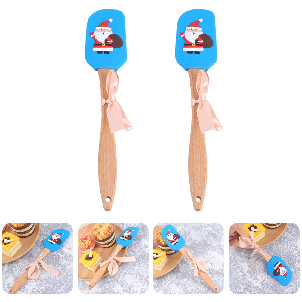 2-Pack Wooden Cake Scrapers - Baking Spatulas for Frosting, Cookies & Pastry - Essential Kitchen Utensils for Bakers & Home Chefs - Perfect for Cake Decorating, Jar Scraping & Baking Accessories