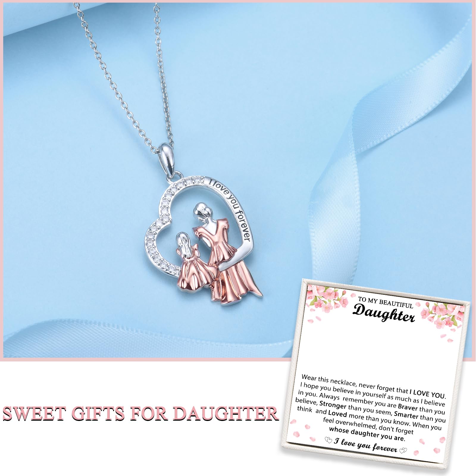 Mother Daughter Heart Pendant Necklace - Matching Jewelry Set for Women & Girls | Birthday, Christmas, Mother's Day, Valentine's, Graduation Gift Idea | Perfect for Special Occasions & Everyday Wear
