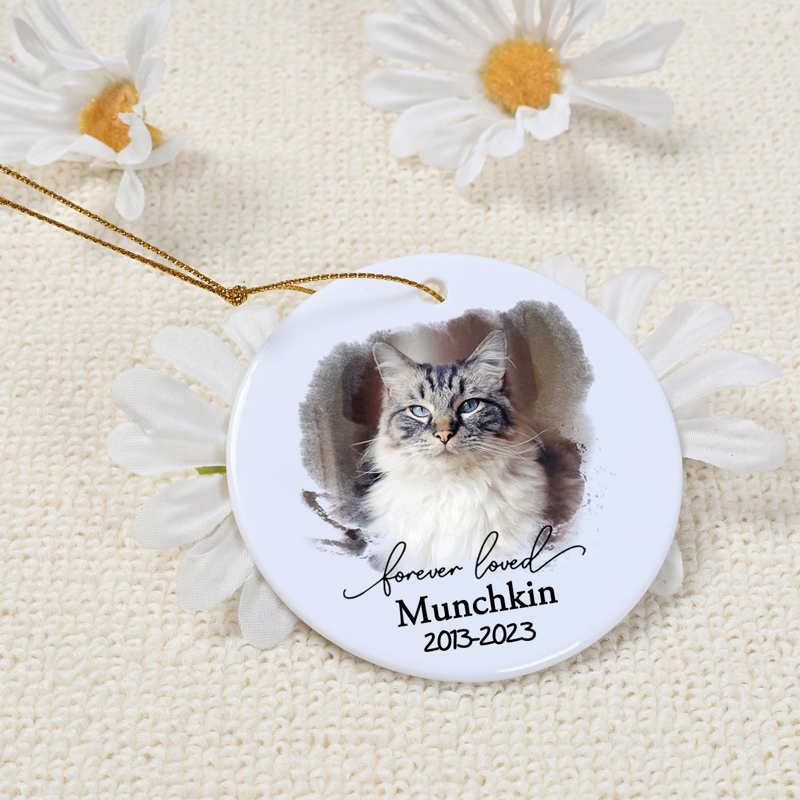 Ceramic Cat Memorial Christmas Ornament - Handcrafted Pet Loss Keepsake Gift for Cat Lovers | Perfect for Holiday Tree Decor & Sympathy Gift for Grieving Pet Owners
