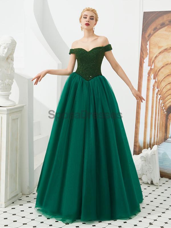 Emerald Green Off Shoulder A-Line Long Evening Prom Dress for Women - Elegant Formal Gown for Prom, Party, Homecoming & Special Occasions