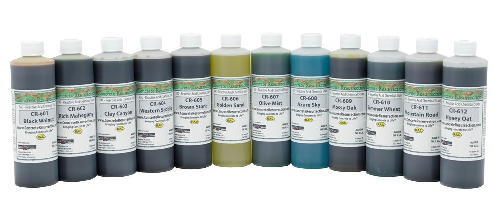 Professional Acid Stain Concrete Kit - 12 Vibrant Colors (16oz Bottles) for Floors, Patios & Driveways | Easy DIY Application & Long-Lasting Finish