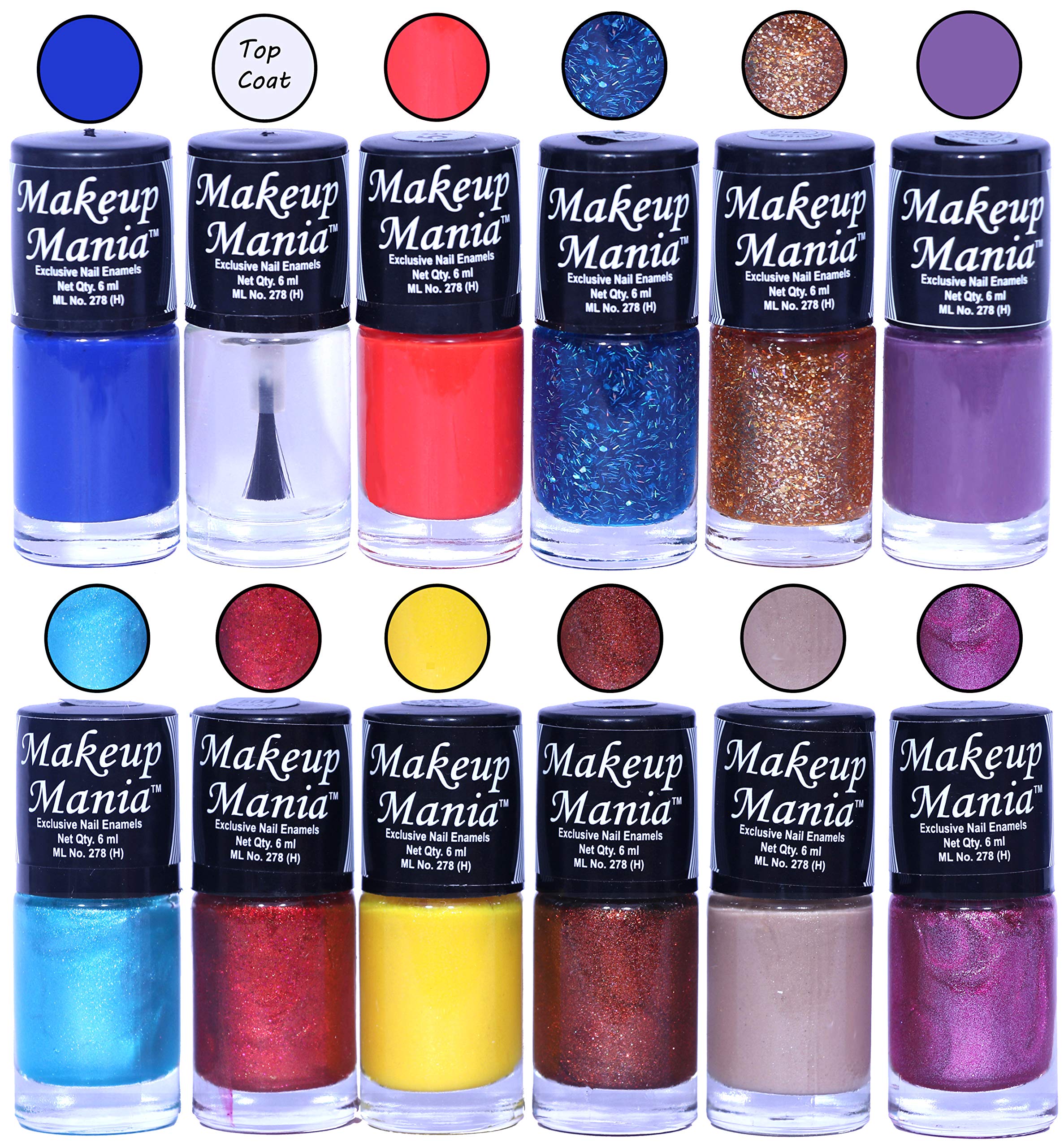 Makeup Mania 12-Piece Nail Polish Set - 6ml Each (Multicolor Combo No.101) - Long Lasting, Non-Toxic Nail Paint for Women - Perfect for Parties, Salons & DIY Manicures at Home