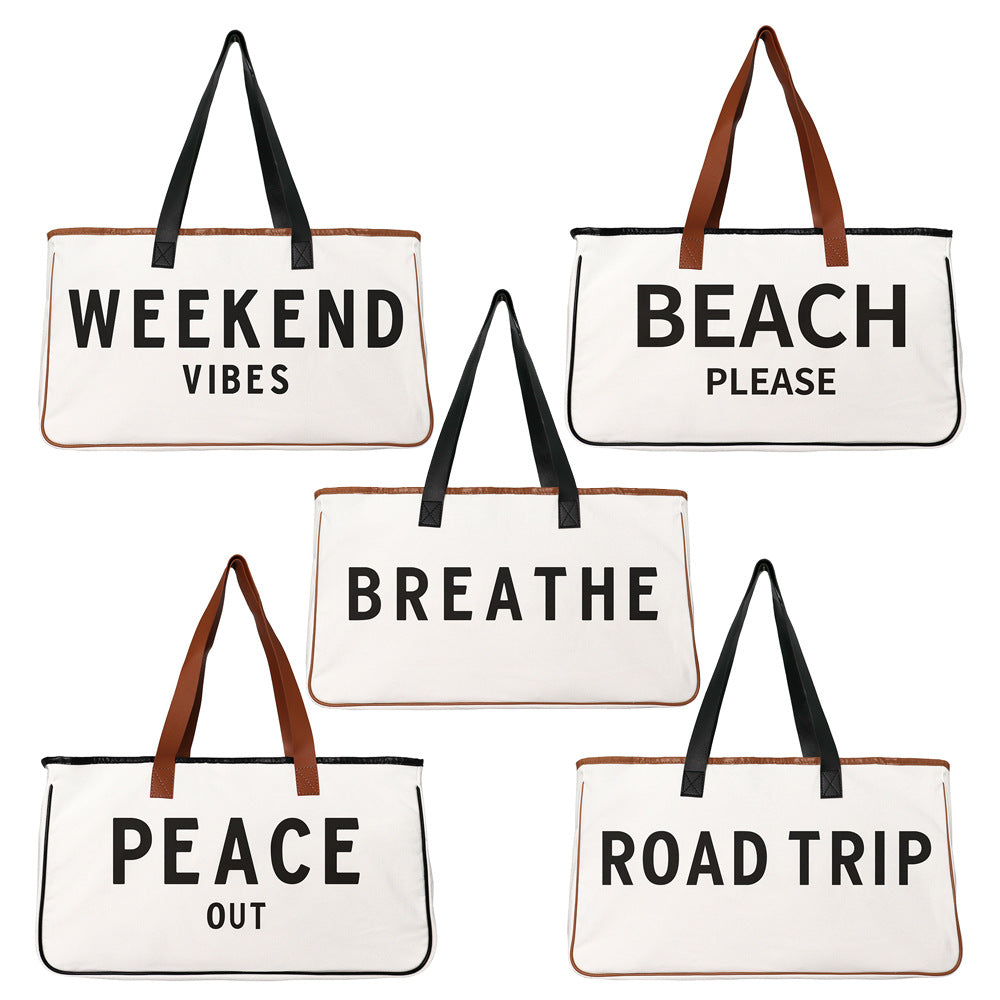 Large Capacity Beach Bag - Waterproof Travel Tote Canvas Bag for Women, Perfect for Vacation, Pool, Gym & Shopping | Durable & Spacious Carryall