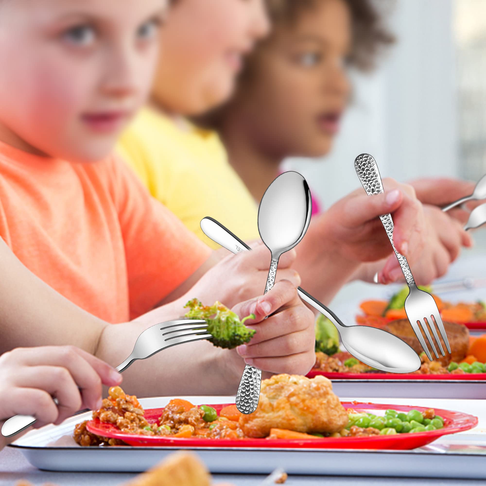 14-Piece Kids Silverware Set - Stainless Steel Toddler Utensils with 7 Spoons & 7 Forks | Dishwasher Safe Preschool Cutlery for Home, School & Travel