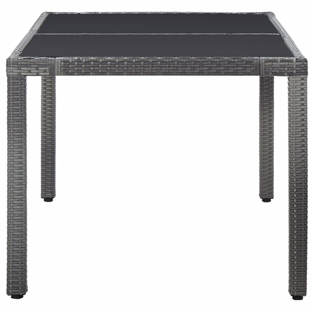7-Piece Gray Poly Rattan Outdoor Dining Set with Coffee Table & Cushions - Patio Furniture, Sectional Sofa, Wicker Conversation Set for Backyard, Garden, Poolside & Terrace Relaxation