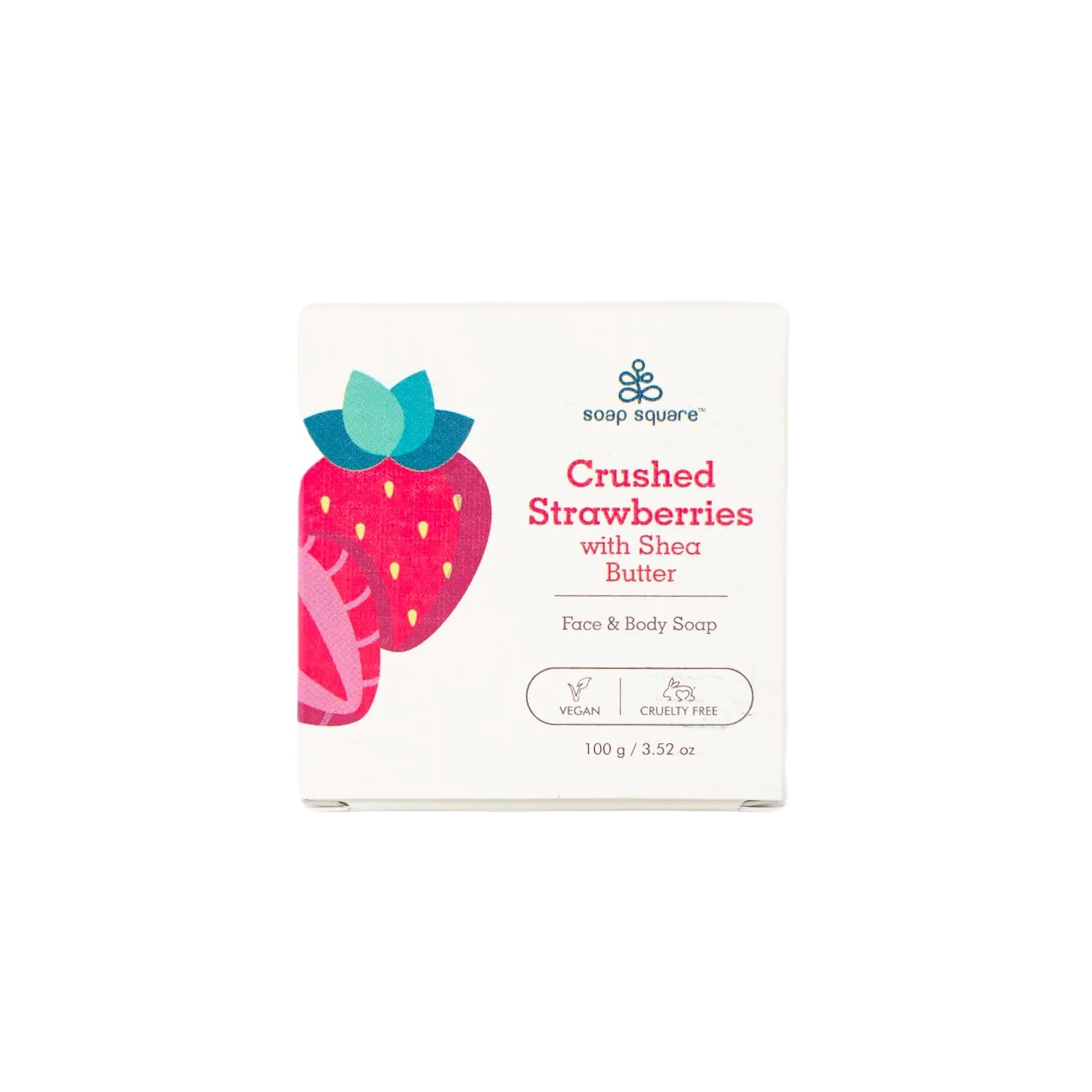 Crushed Strawberries & Shea Butter Handmade Soap Bar - 100g | SLS Free, Paraben Free, Vegan, Cruelty-Free | Natural Skincare Gift | Made in India | Perfect for Dry Skin Care, Birthday Gifts & Spa Day Treats