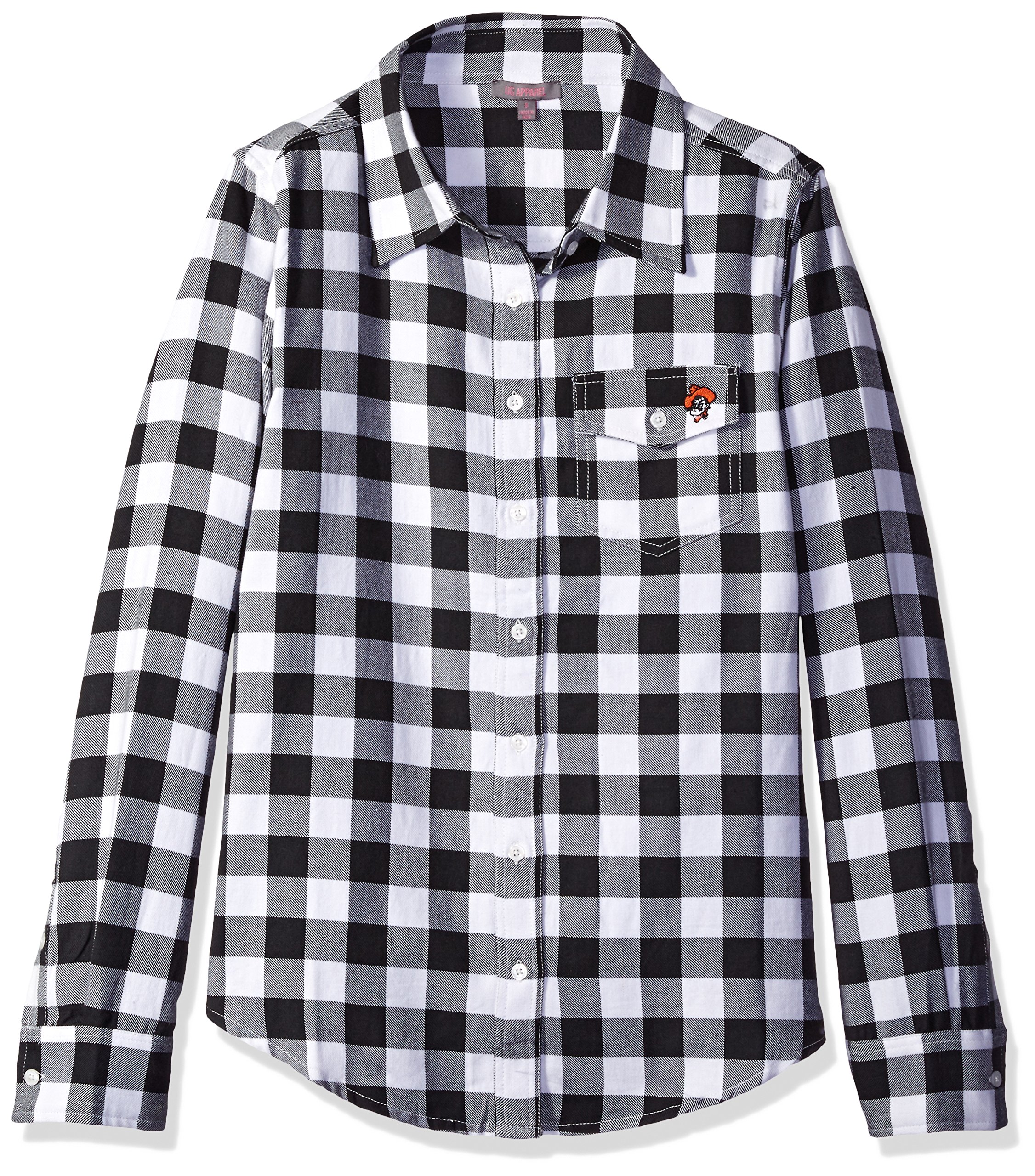 UG Apparel Women's Oklahoma State University Boyfriend Plaid Shirt | OSU Cowboys Flannel Top | Casual & Cozy Fall Winter Layering Shirt for College Game Day, Tailgating & Everyday Wear