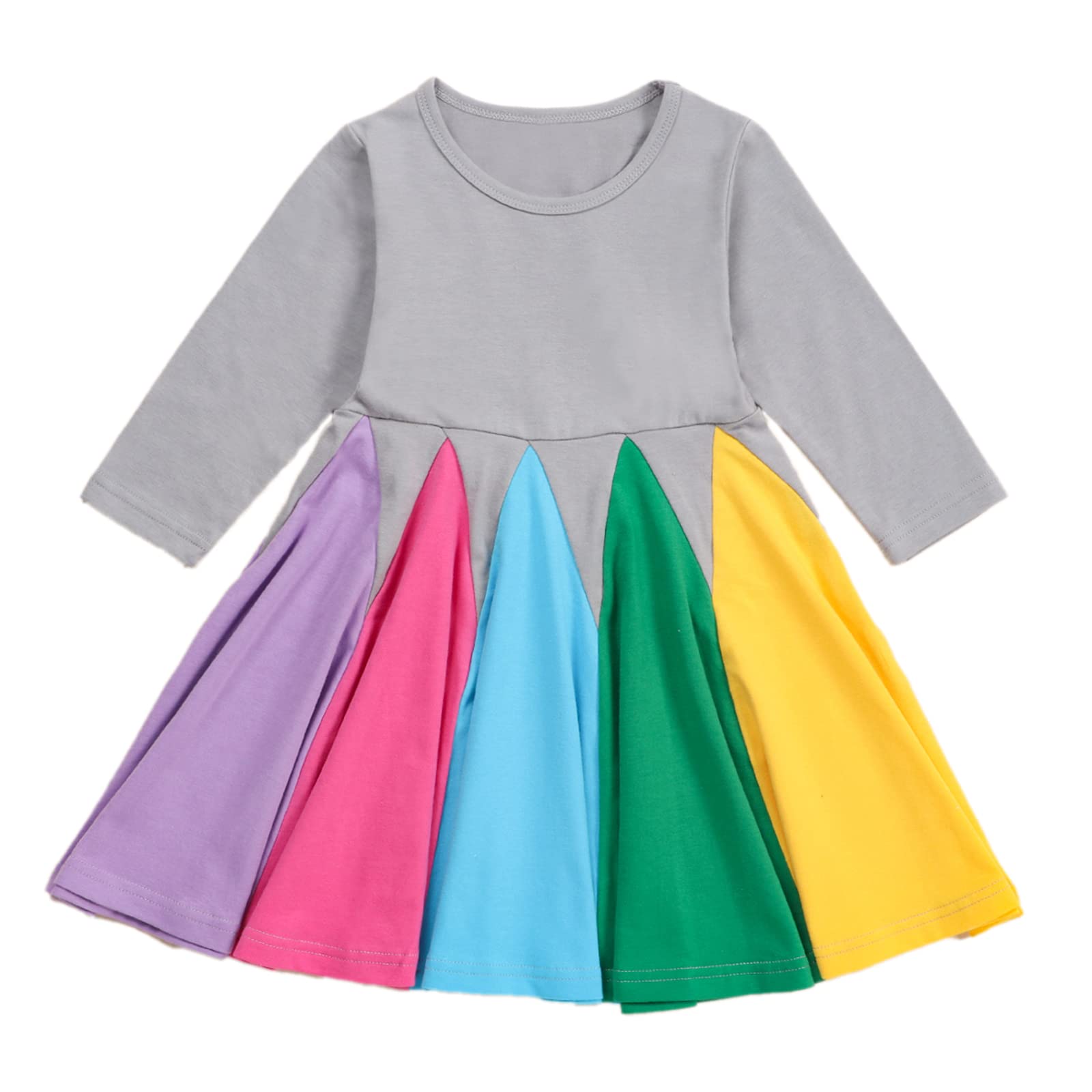 KISSOURBABY Girls Long Sleeve Cotton Casual Dress - Vintage Print Princess Dress for Toddler & Kids - Perfect for Birthday Parties, School, Holidays & Family Photos