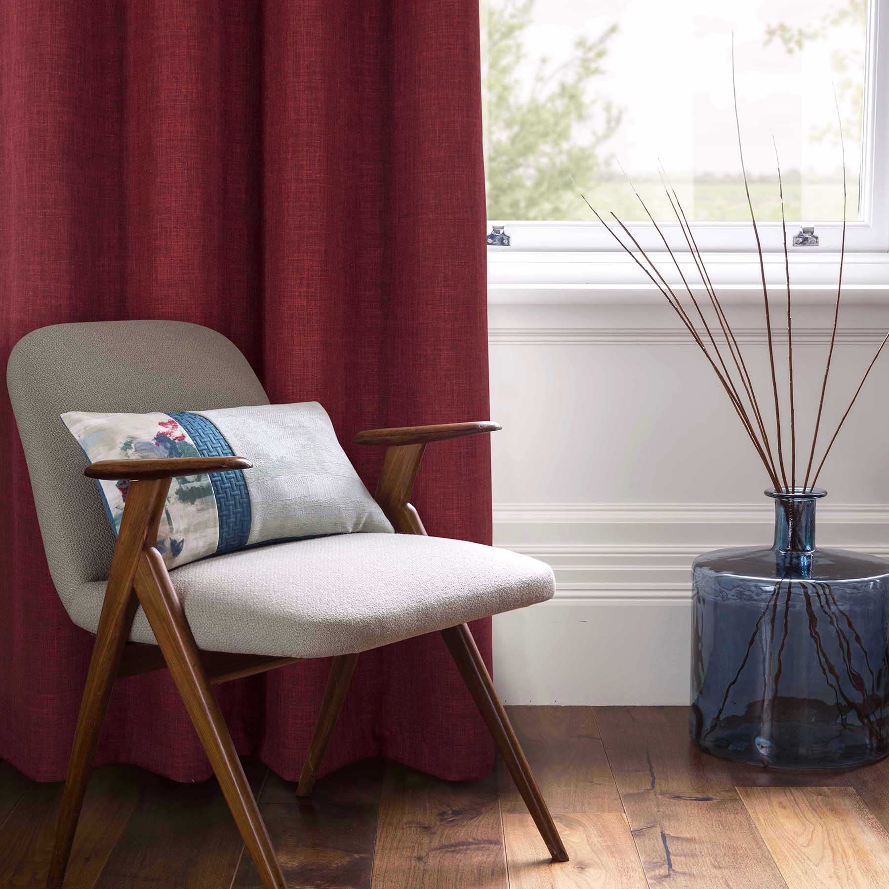 Always4u Faux Burlap Textured Curtains - 54x108 Inch Linen Look Window Drapes with Grommet Top, Set of 2 Panels for Living Room & Bedroom - Burgundy Home Decor for Farmhouse & Rustic Style Interiors