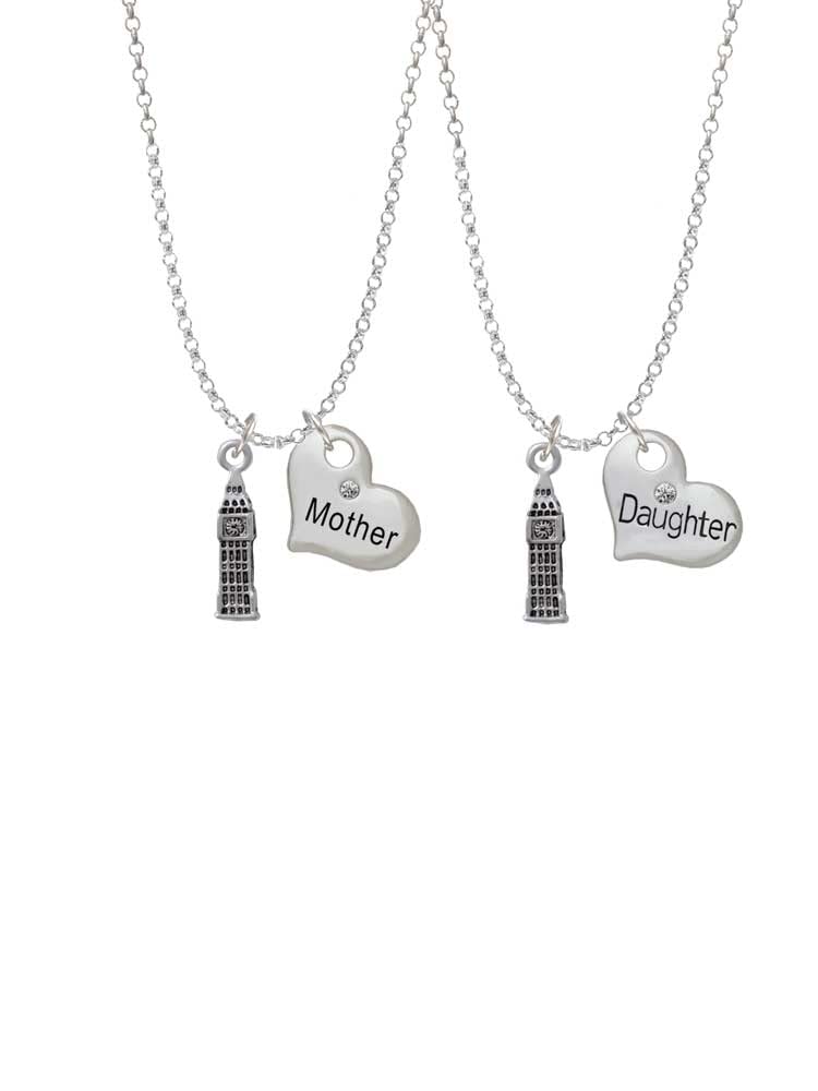 Delight Jewelry Silvertone London Big Ben Clock Tower Mother Daughter Heart Necklace Set (2 Pcs) - 19