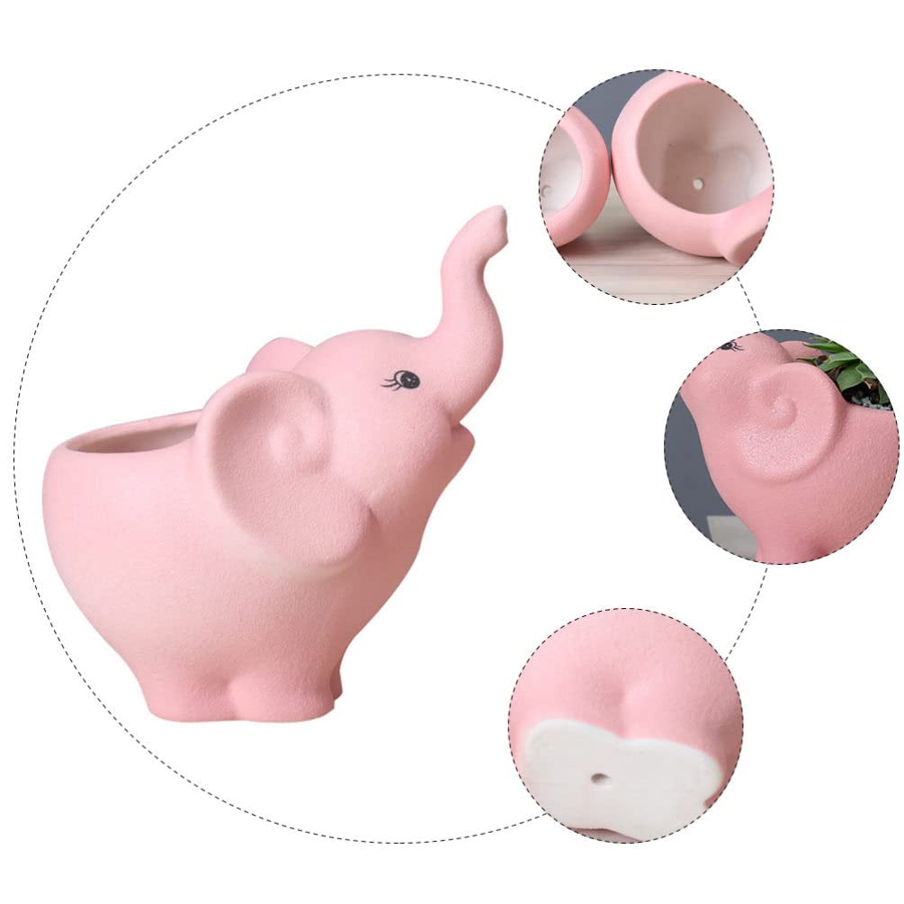 ABOOFAN Mini Ceramic Elephant Succulent Planter - Glazed Animal Flower Pot for Cactus, Bonsai & Office Decor | Creative Home & Desk Plant Vase