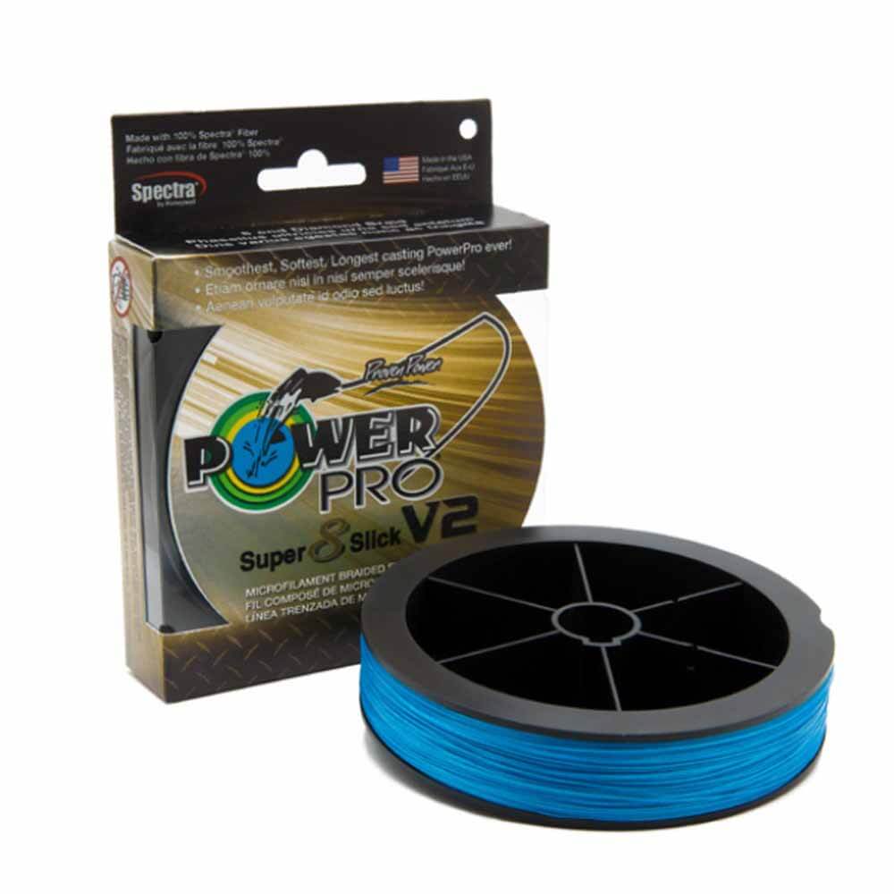 PowerPro 300 Yards Blue Super 8 Slick V2 Braided Fishing Line - High Performance Saltwater & Freshwater Fishing for Bass, Trout, and Walleye