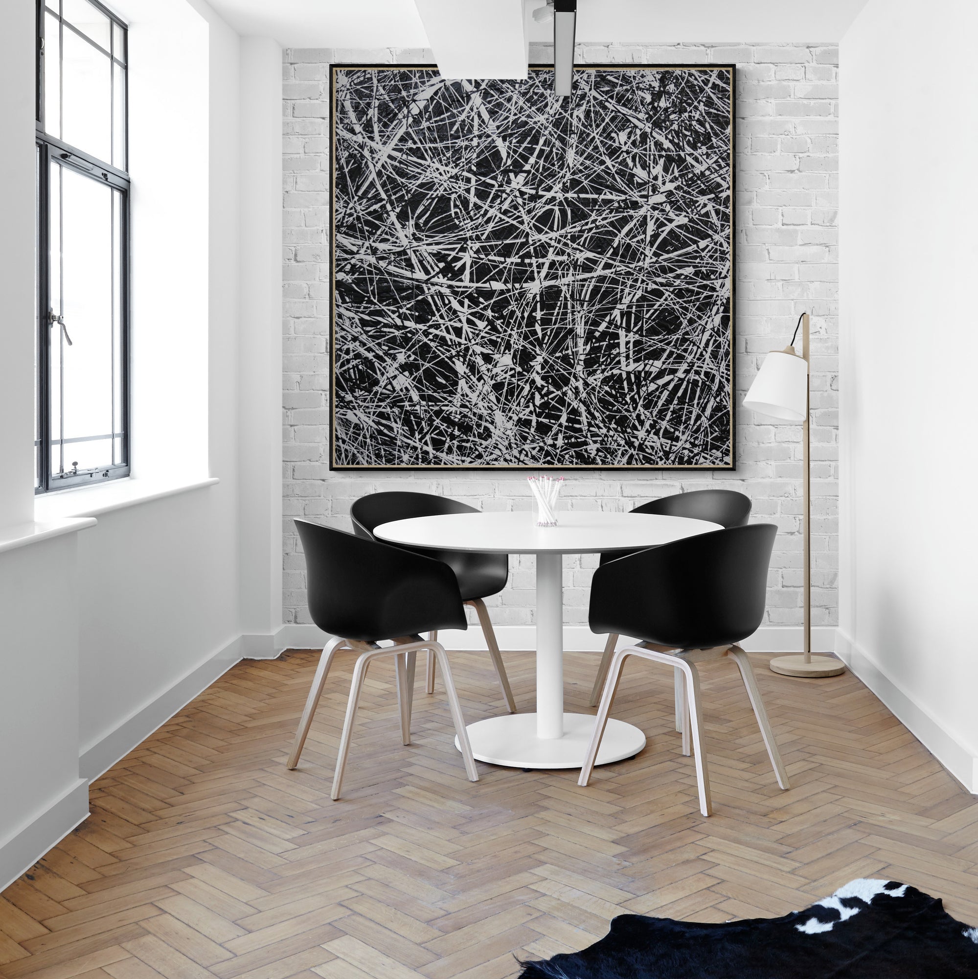 150cm x 150cm Black and White Textured Abstract Canvas Art Painting - Modern Frozen Square Design for Living Room, Bedroom, Office Wall Decor