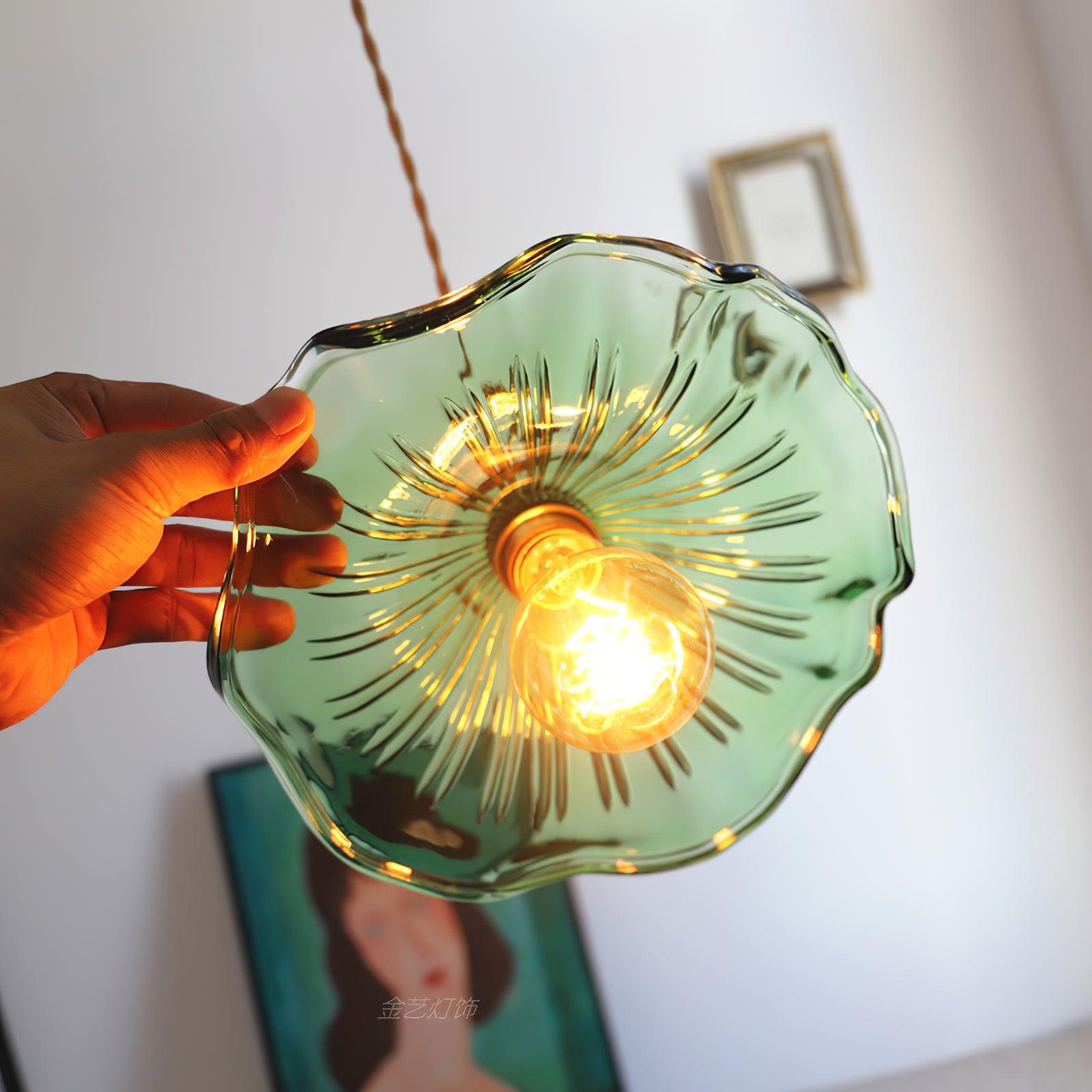 Handmade Glass Hibiscus Flower Swag Light - Tropical Floral Hanging Decor for Patio, Porch, or Bedroom - Perfect Boho Home & Garden Lighting