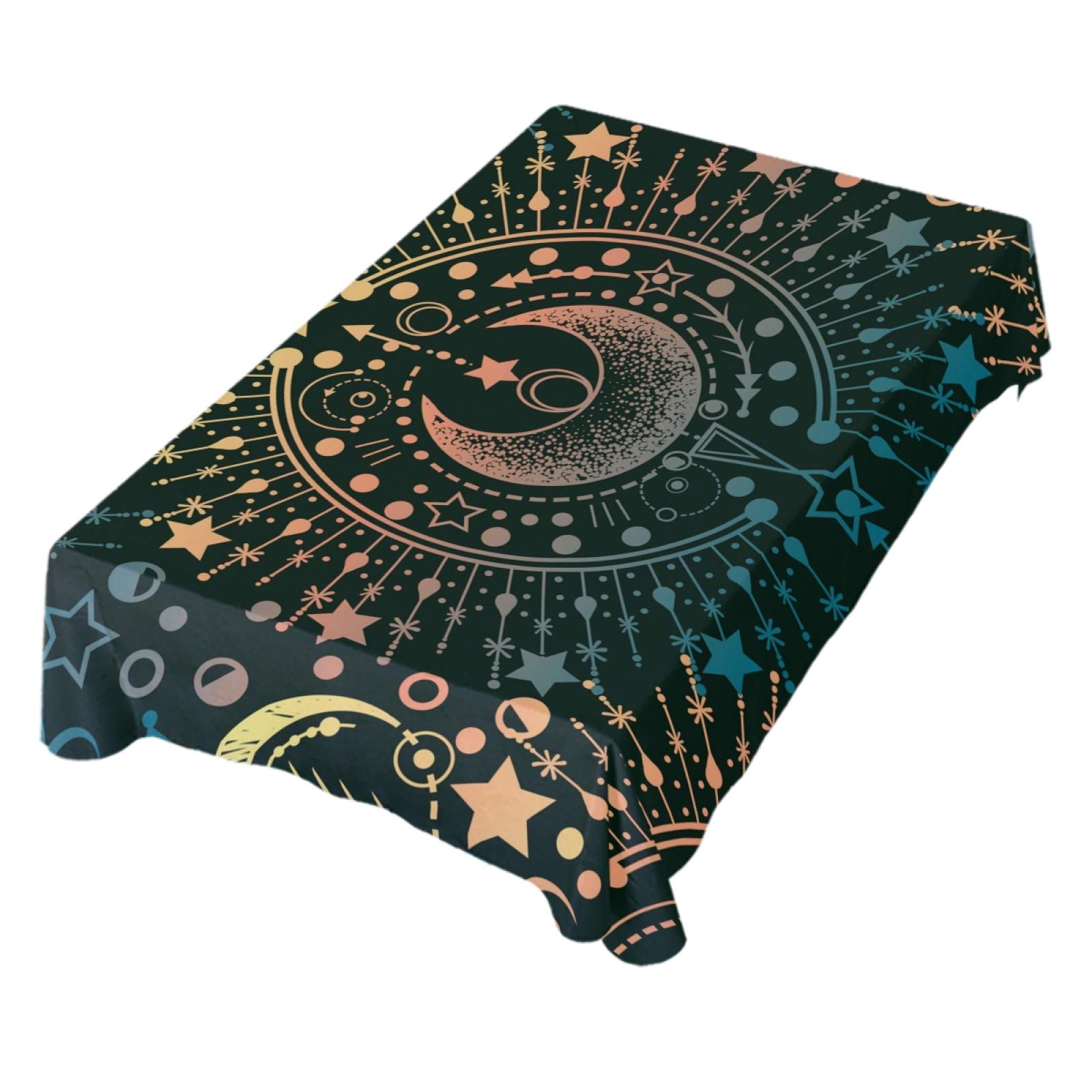 ALAZA Moon & Star Alchemy Magical Tablecloth - 54 x 54 Inch Square Wrinkle-Resistant Table Cover for Dining, Kitchen, Parties & Special Occasions | Perfect for Boho Decor, Tea Parties & Holiday Gatherings