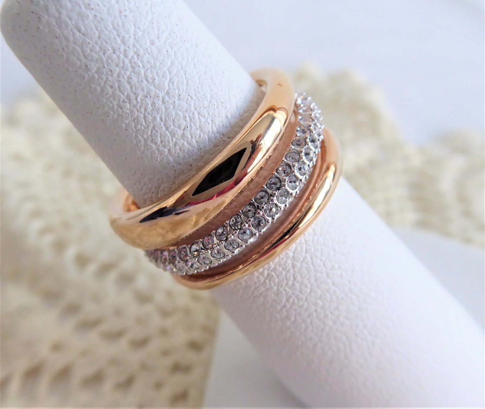 Swarovski Exact Ring Entwined CZ & Rose Gold Plated Stackable Rings Set with Original Box - Perfect for Weddings, Anniversaries & Special Occasions