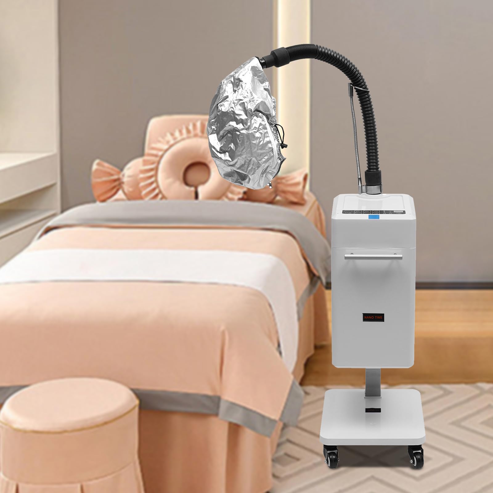 500W Nano Salon Hair Steamer with Negative Ion Technology - Vertical Hair Steamer for Perm, Dyeing & Deep Conditioning at Home or Barbershop | Smart Touch Control Display | Perfect for Natural Hair Care & Styling Treatments