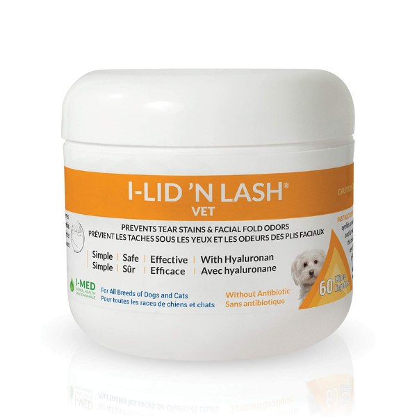 I Lid 'N Lash Hygiene Vet Hydrating Cleansing Wipes (60 Count) - Gentle Eye & Lash Cleanser for Humans & Pets - Perfect for Daily Hygiene, Makeup Removal & Allergy Relief