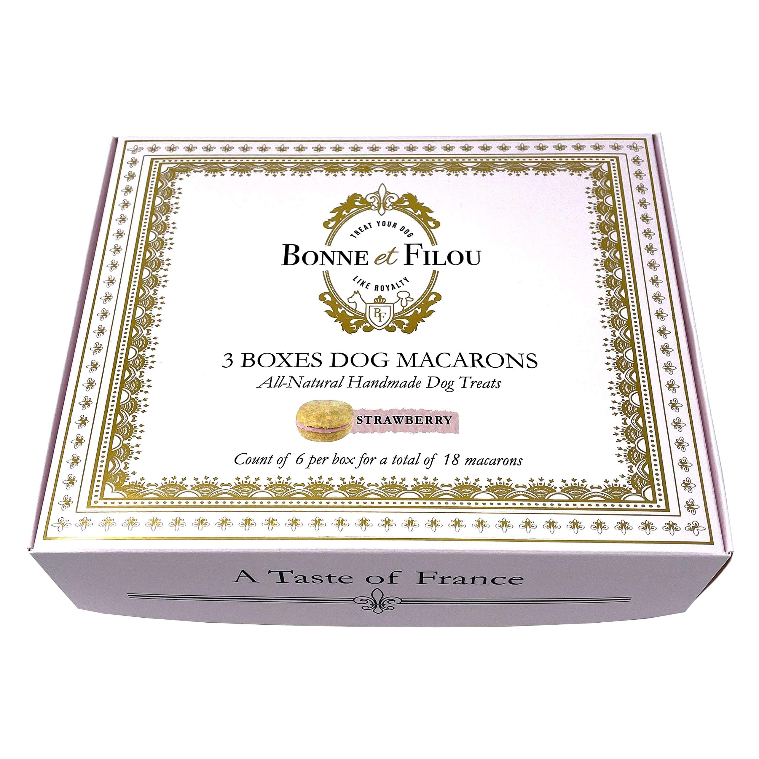 Bonne et Filou Easter Dog Treats - Strawberry Flavored Cupcakes, 18 Count Bulk Gift Pack | Macaron Style Cakes | Healthy Human-Grade Snacks for Medium & Large Breed Dogs | Perfect for Easter Celebrations, Training Rewards & Special Occasions