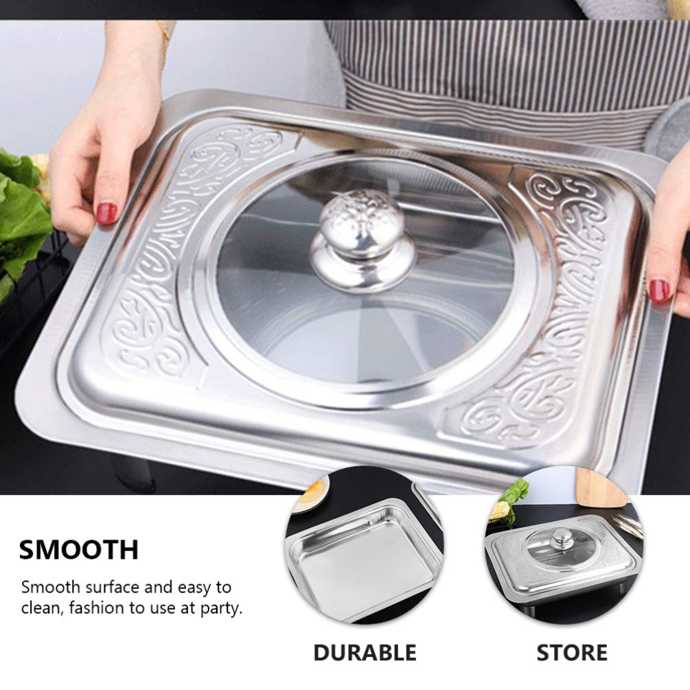 Premium Stainless Steel Rectangular Food Tray - Hemoton 1-Piece Dinner Plate, Fruit & Snack Serving Dish for Kitchen, Dining, Buffet, Party & Catering