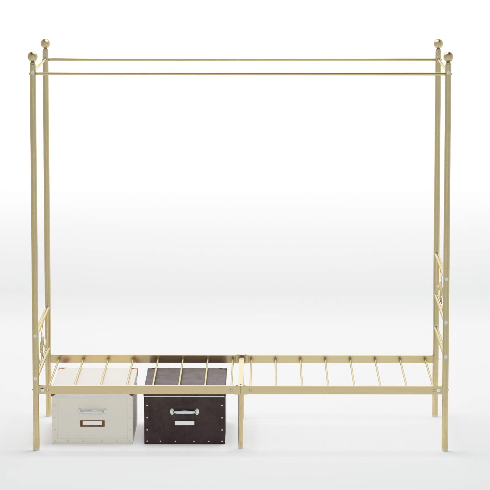Weehom Twin Canopy Bed Frame with Headboard and Footboard - 4 Poster Metal Bed Frame for Kids & Adults - No Box Spring Needed - Gold Mattress Foundation Platform Bed - Perfect for Bedrooms, Guest Rooms & Kids' Rooms