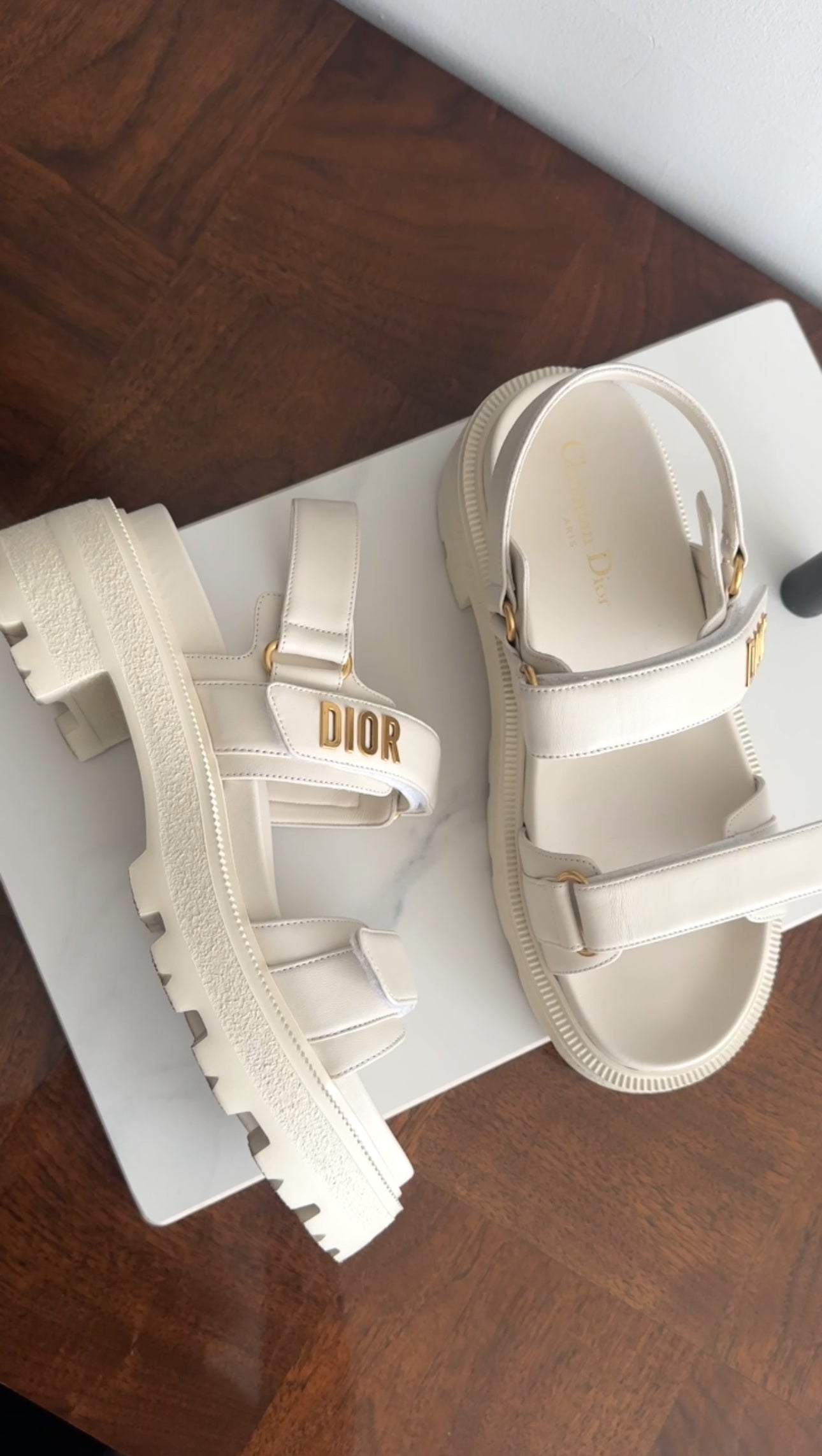Christian Dior Ivory Leather Dioract Platform Sandals Size 39 - Luxury Designer High Heel Shoes for Women | Perfect for Weddings, Parties & Evening Events