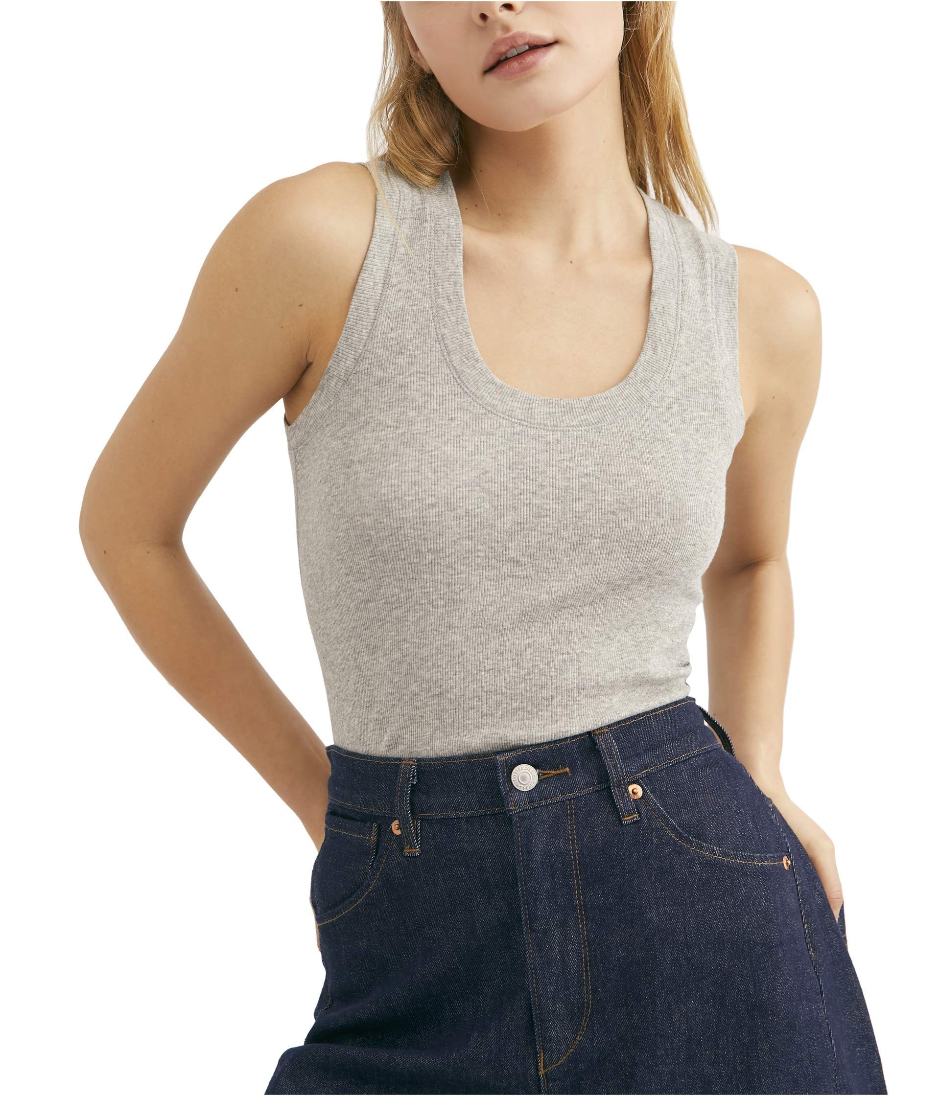 Free People Women's U Neck Tank Top - Soft Stretch Casual Cami for Everyday Wear | Perfect for Layering, Yoga, and Summer Outfits