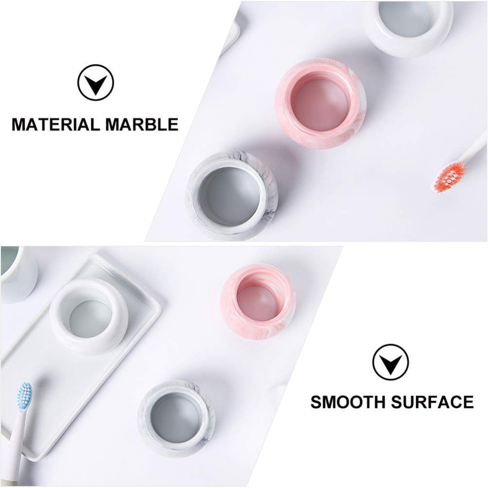 Cabilock 3-Piece Marble Toothbrush Holder Stand - Bathroom Organizer for Electric & Manual Toothbrushes, Toothbrush Storage with Stable Base - Perfect for Countertop, Vanity, and Modern Bathroom Decor