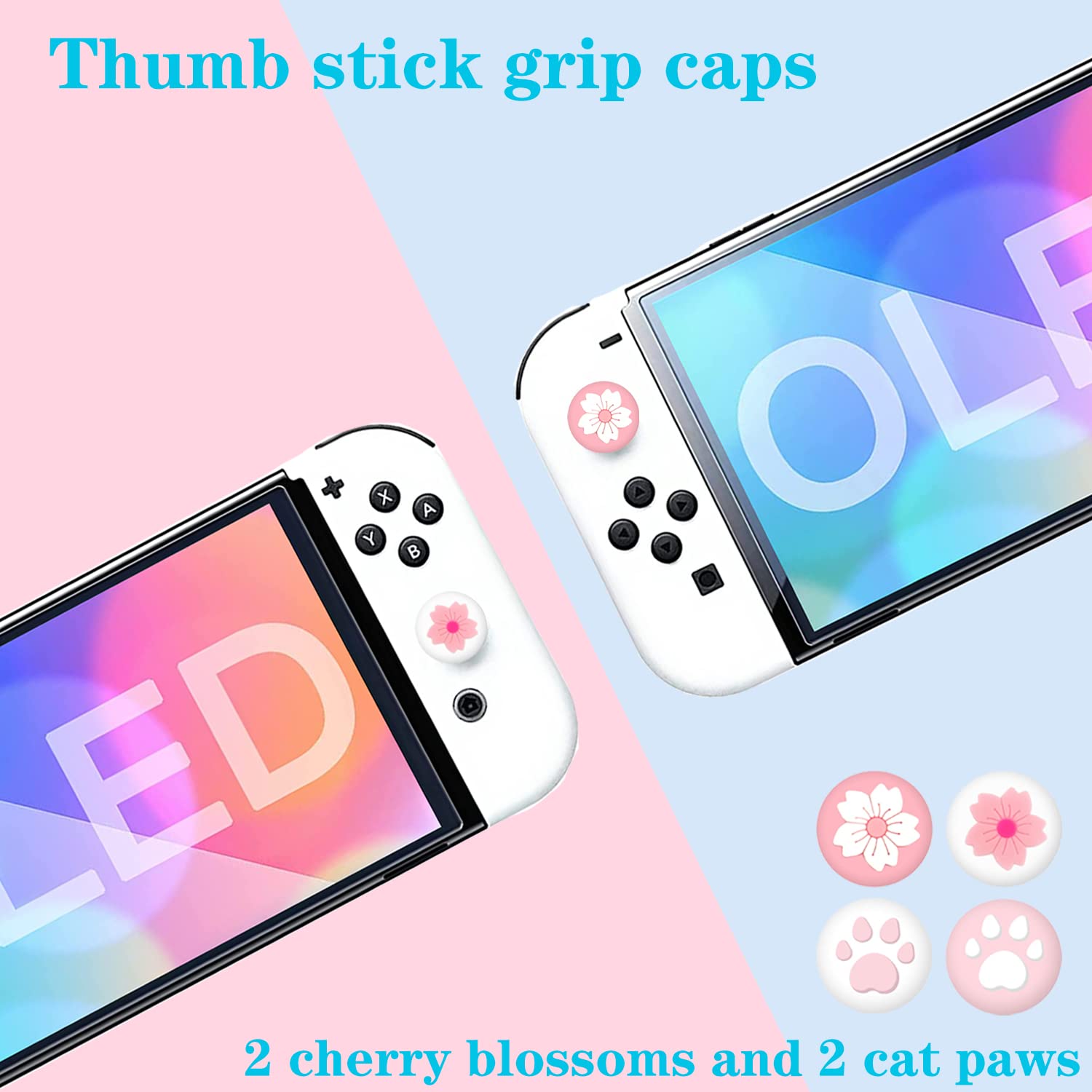 Pink Travel Carrying Case Accessories Kit for Nintendo Switch OLED 2021 - 10-in-1 Protection Set with Hard Cover, Screen Protector, Stand & Thumb Grips | Perfect for Gaming On-The-Go & Travel Protection