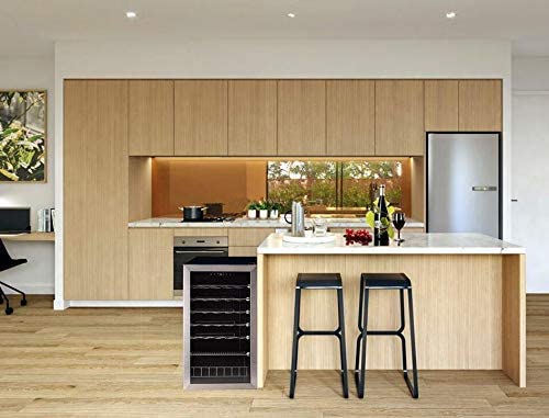 SMETA 33 Bottle Under Counter Wine Cooler - Stainless Steel Black Wine Fridge with Glass Door, Digital Touch Screen & LED Lights for Beer, Wine & Drinks (95L) - Perfect for Home Bars, Restaurants, and Wine Cellars