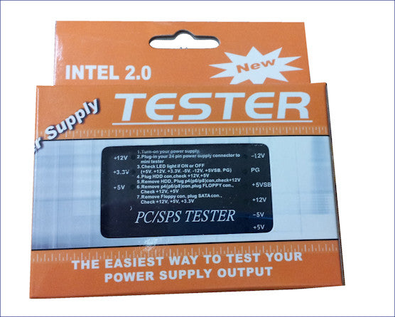 ATX 2.0 Power Supply Tester - 20/24 Pin ATX, SATA, P4, Xeon, PCI-E, Floppy & 4 Pin Connector - PC Power Supply Diagnostic Tool for Computer Repair & Maintenance