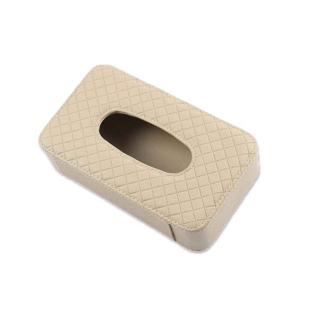 PU Leather Car Sun Visor Tissue Box Holder - Auto Hanging Napkin & Paper Organizer for Vehicles (Beige) | Perfect for Road Trips, Commuting & Family Travel Accessories