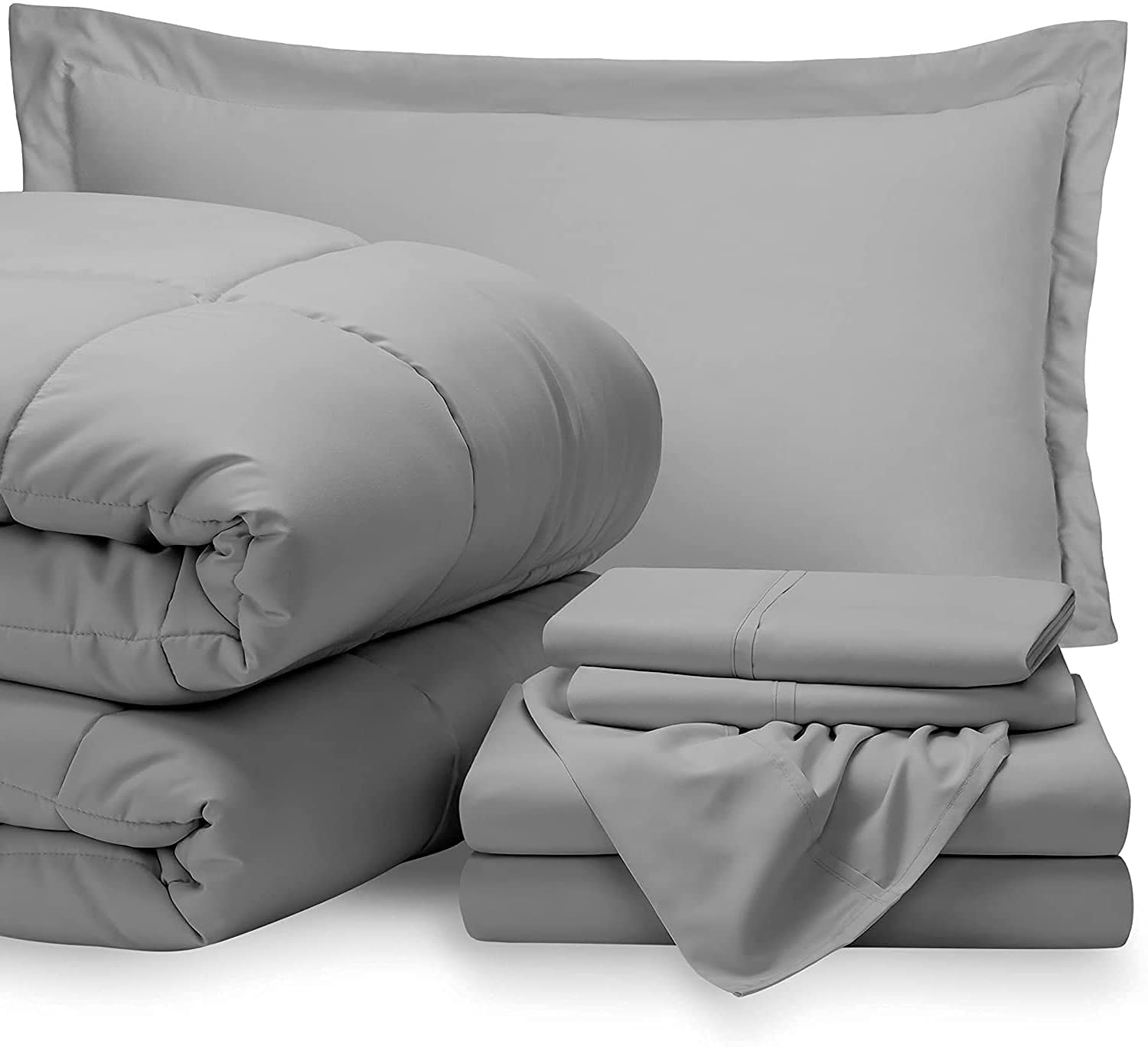 **King Size 7-Piece Bed-in-A-Bag Comforter Set - 600TC 100% Cotton, 18