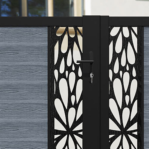 Classic Blossom Straight Top Driveway Gate in Anthracite - Middle & End Screen - Perfect for Home Security & Garden Decoration