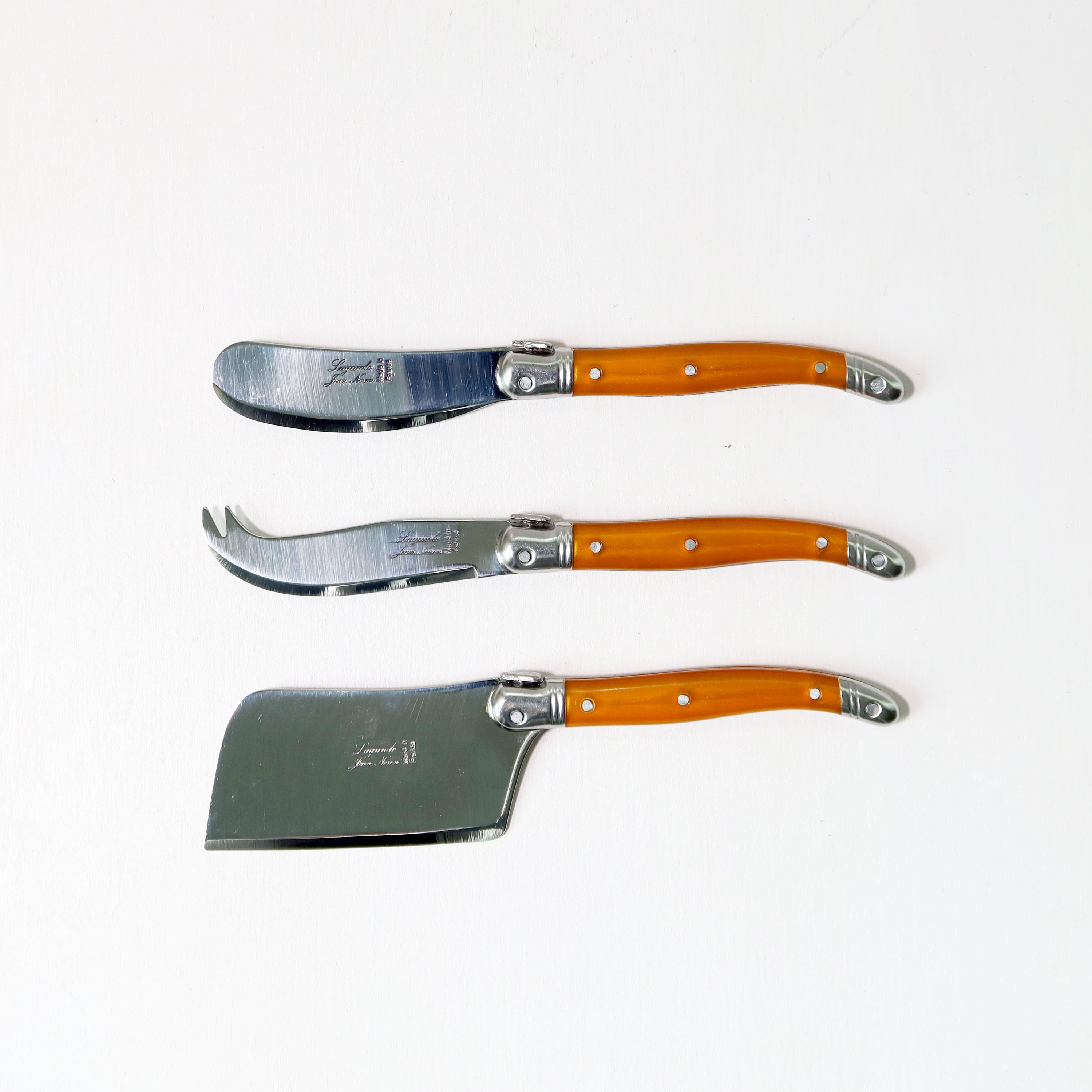 Premium Laguiole Cheese Knives Set of 3 - Stainless Steel Cheese Serving Utensils for Parties, Wine Tasting & Charcuterie Boards