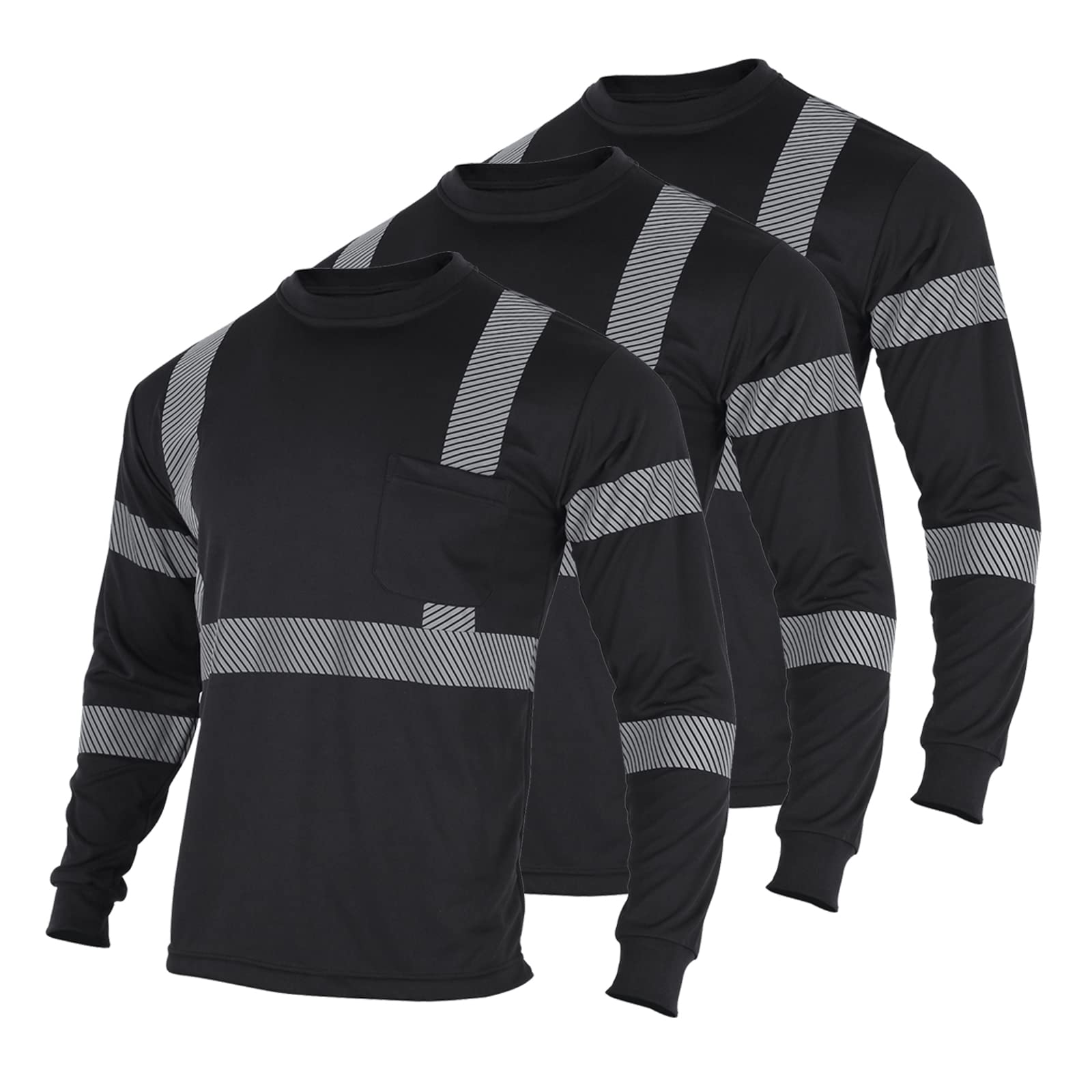 FONIRRA 3-Pack ANSI Class 3 High Visibility Safety Shirts with Reflective Stripes - Long Sleeve Workwear for Construction, Road Crew & Night Workers - Ideal for Construction Sites, Highway Maintenance & Low-Light Conditions