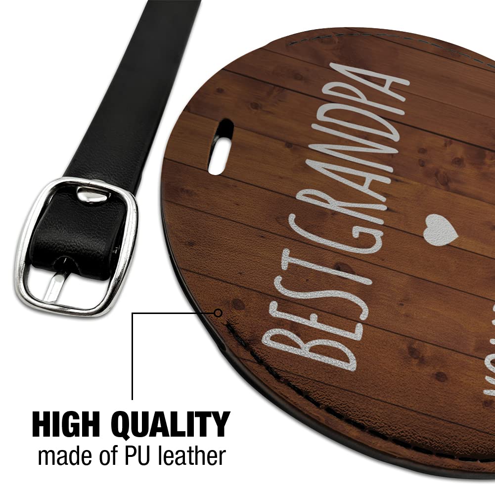 Custom Engraved Leather Luggage Tag for Grandpa - Personalized 1 Line ID Card Holder - Perfect for Travel, Suitcases & Gift Giving